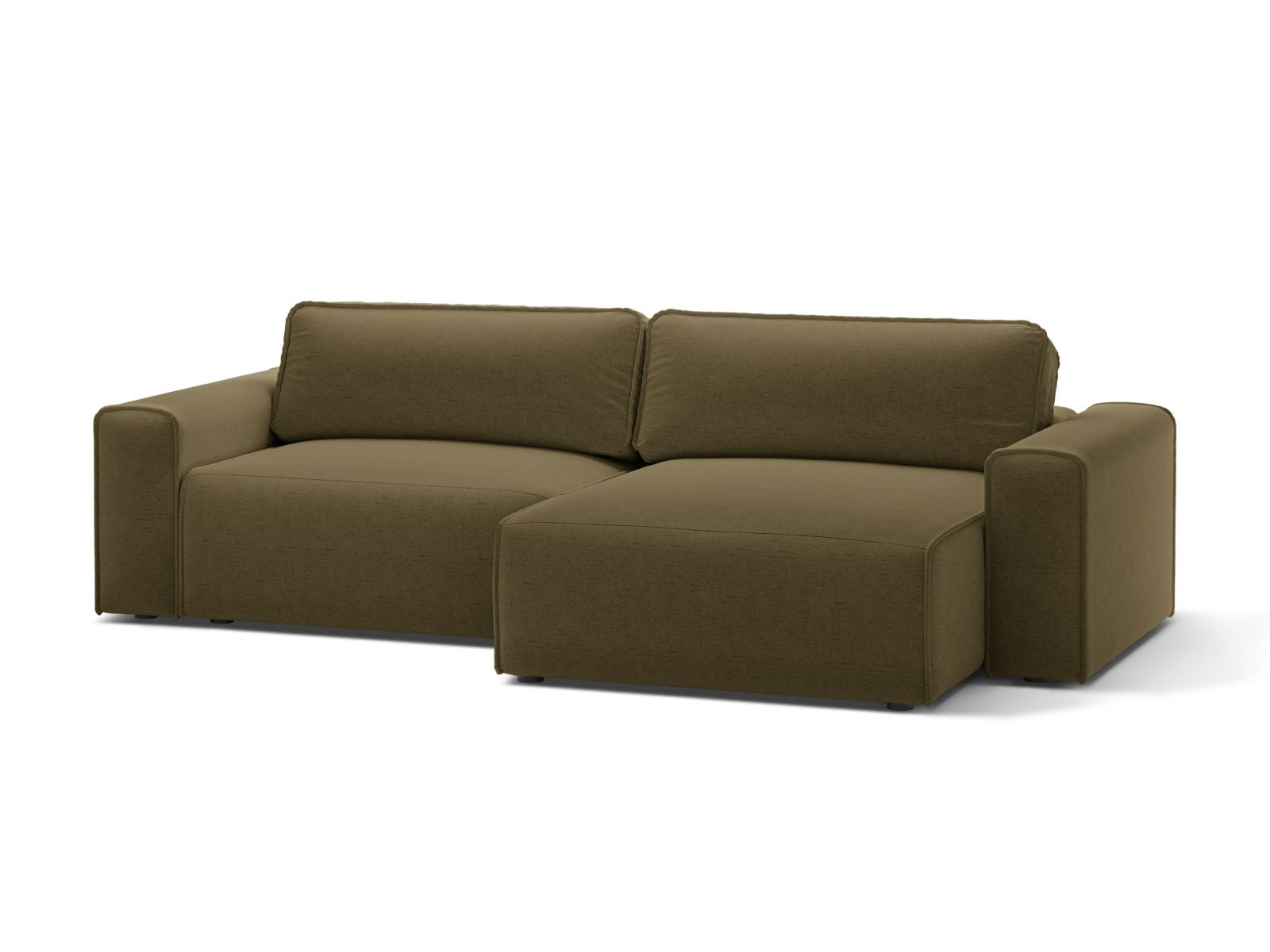 Elegantes 3-Sitzer Ecksofa Victor in Grün mit praktischer Schlaffunktion und Stauraum, ideal für stilvolle Wohnräume.
