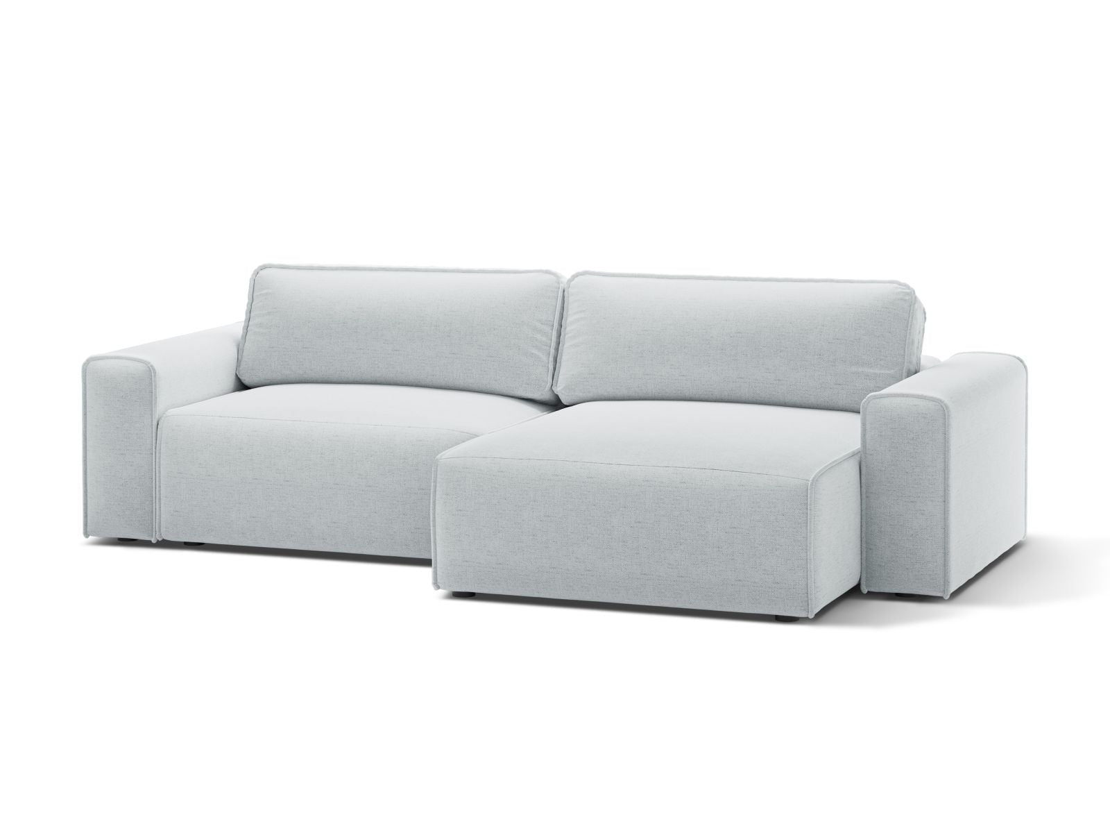 Elegantes 3-Sitzer Ecksofa Victor in hellem Grau mit praktischer Schlaffunktion und Stauraum, ideal für jedes Wohnzimmer.