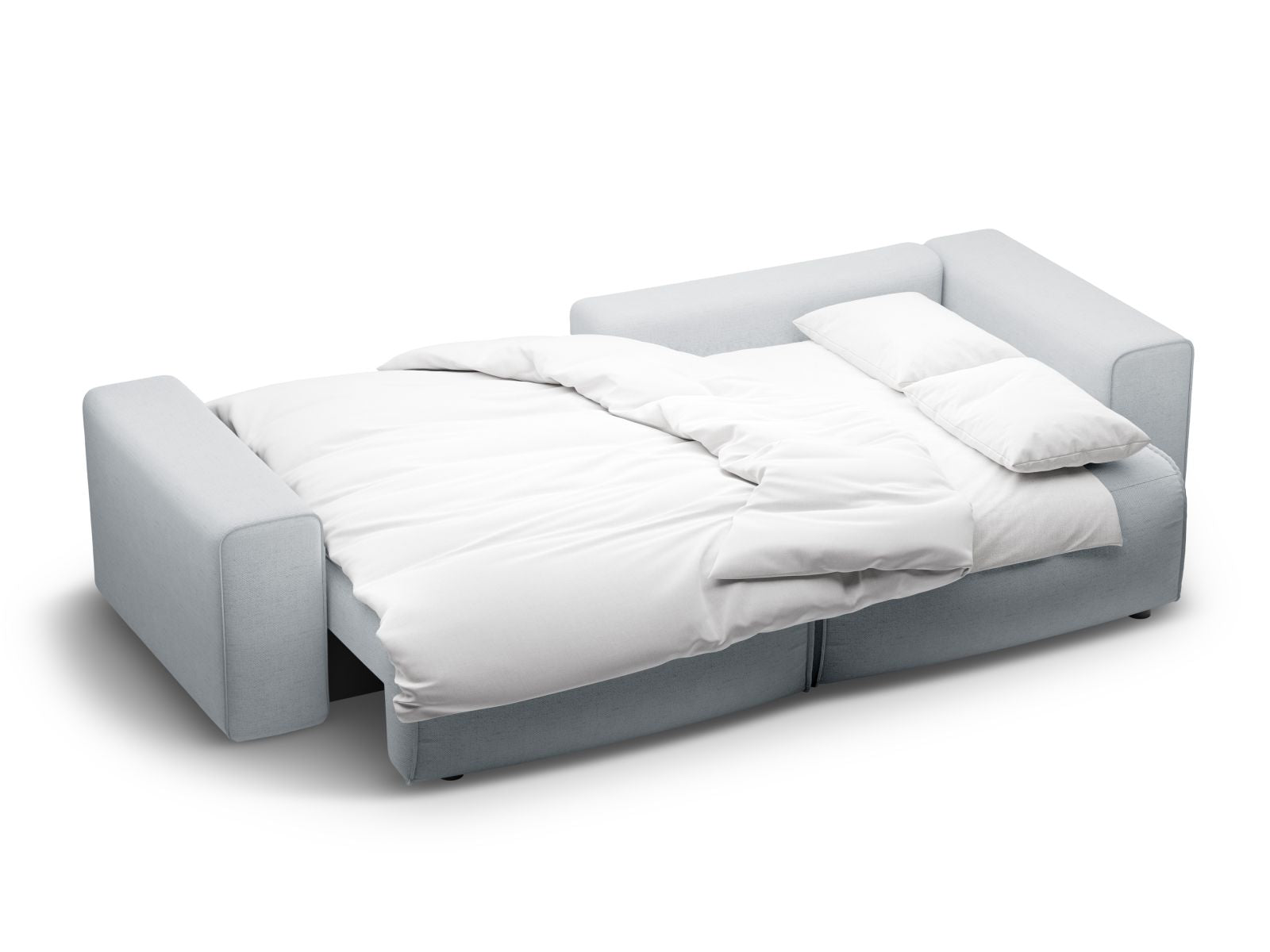 Modernes 3-Sitzer Ecksofa Victor in Grau, bietet Schlaffunktion und Stauraum, perfekt für Gäste und gemütliche Stunden.