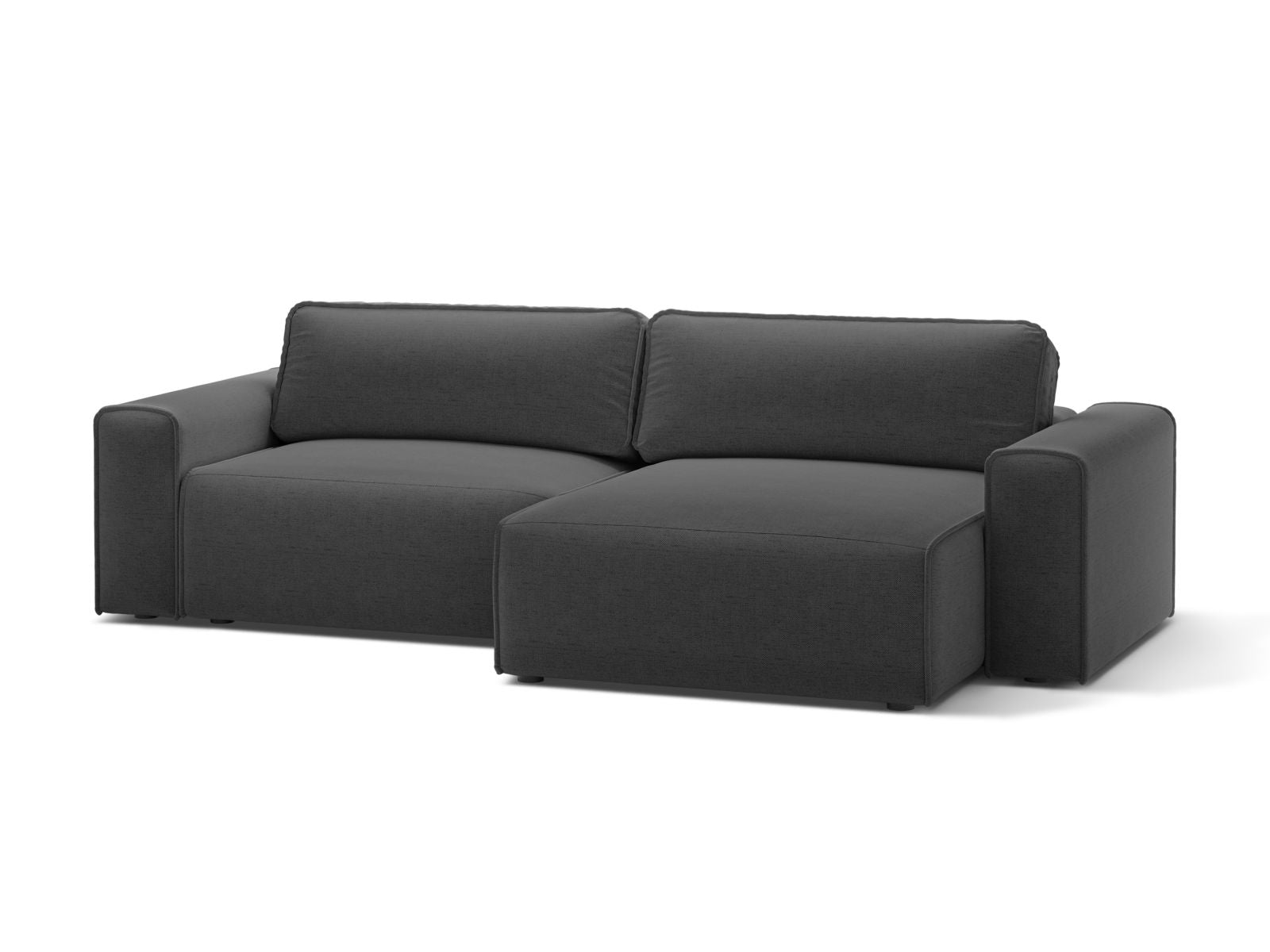 Elegantes 3-Sitzer Ecksofa Victor in Anthrazit mit praktischer Schlaffunktion und Stauraum, ideal für moderne Wohnräume.