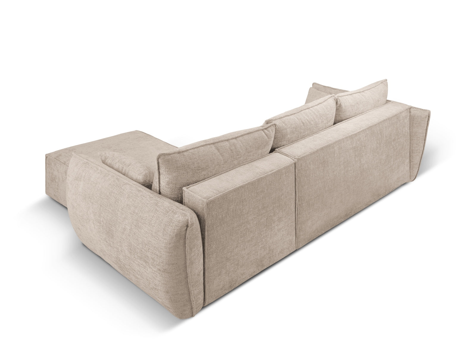 Stylisches Kaelle Ecksofa in Beige, 4-Sitzer mit praktischer Schlaffunktion und Stauraum, ideal für moderne Wohnräume.