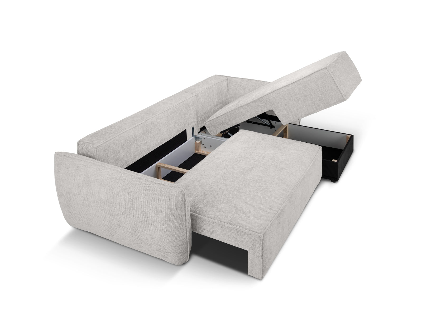 Entdecken Sie das Kaelle Ecksofa rechts von Micadoni – ein stilvolles 4-Sitzer Sofa mit Schlaffunktion und Stauraumbox für maximalen Komfort und Ordnung.