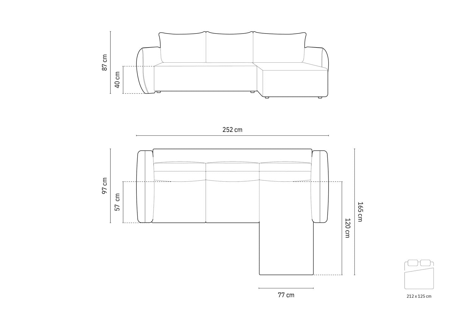 Stylisches Kaelle Ecksofa mit Schlaffunktion und Stauraum, perfekt für gemütliche Abende und als zusätzlicher Schlafplatz.