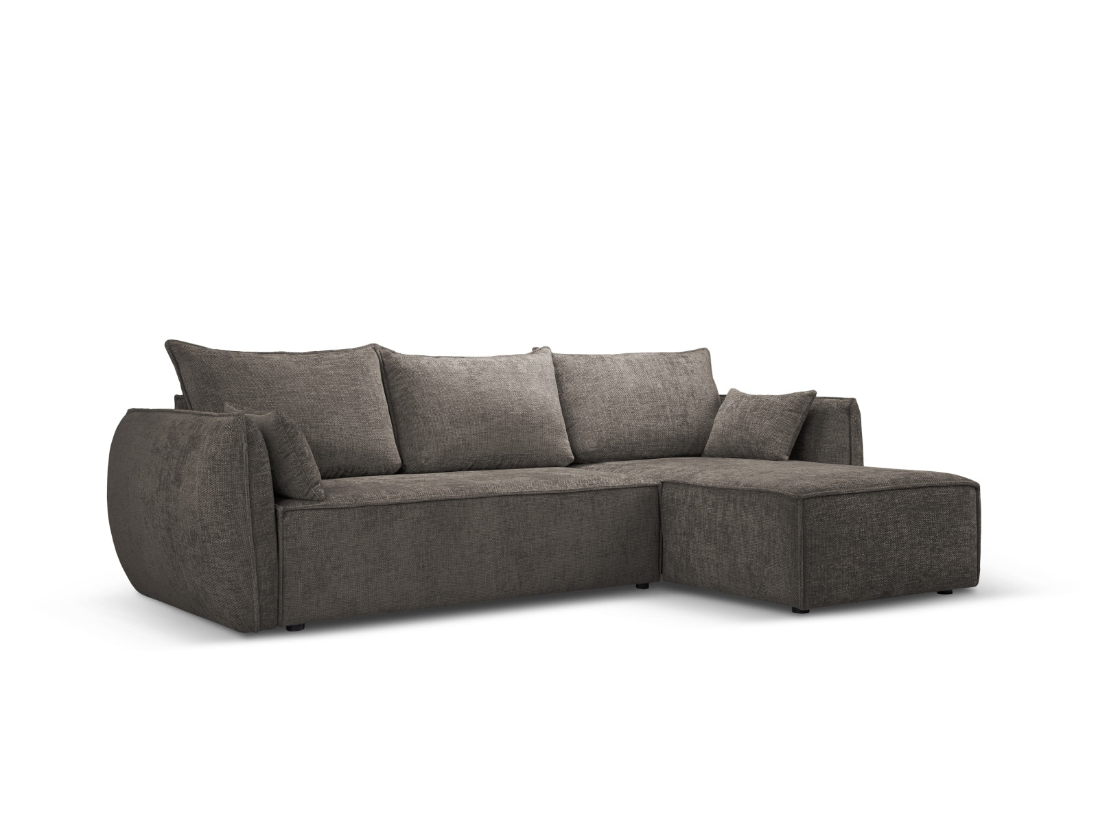 Stylisches Kaelle Ecksofa in Grau mit Schlaffunktion und Stauraum, ideal für moderne Wohnräume und Gästeübernachtungen.