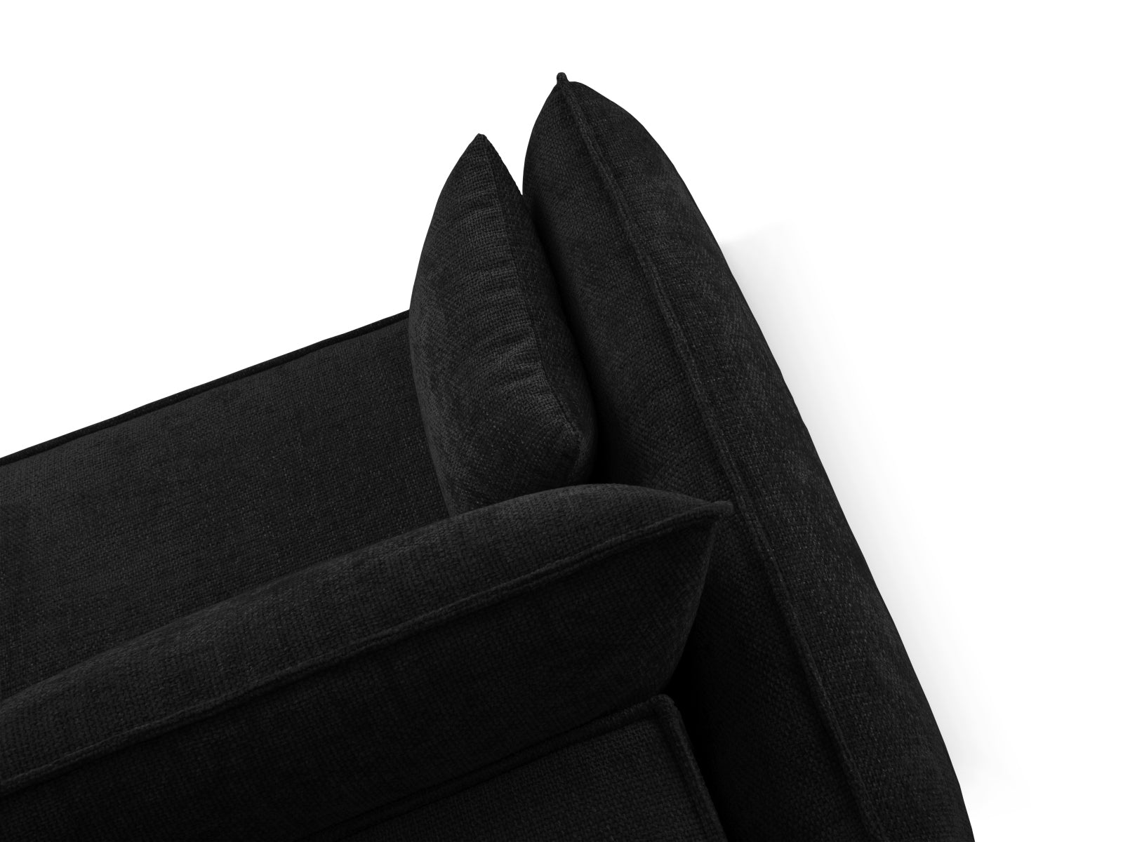 Modernes Kaelle Ecksofa in Schwarz, 4-Sitzer mit cleverer Schlaffunktion und integriertem Stauraum für optimale Raumnutzung.