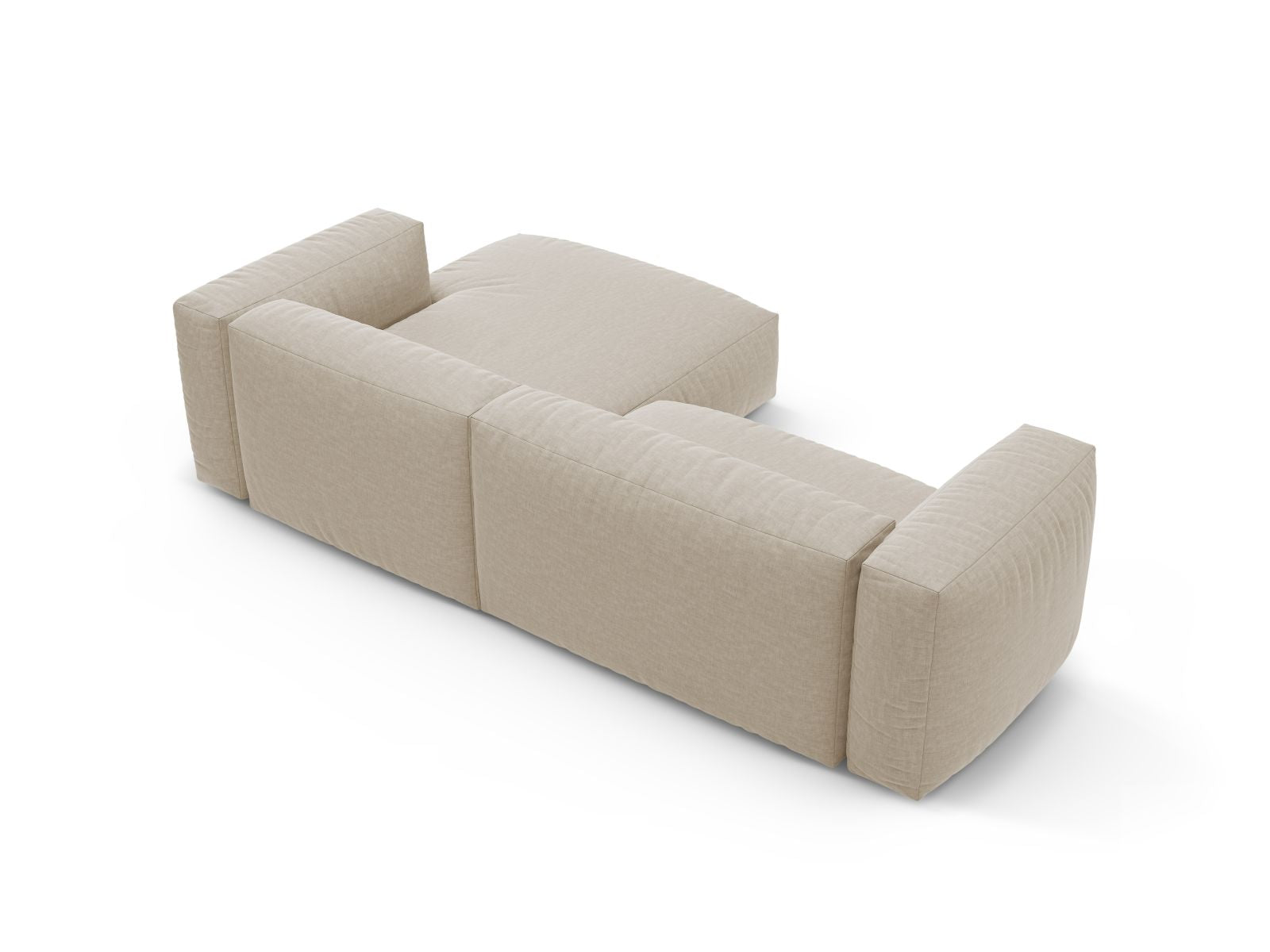 Beige 4-Sitzer Ecksofa Martina mit Schlaffunktion, ideal für gemütliche Abende und als zusätzliches Bett für Gäste im Wohnzimmer.