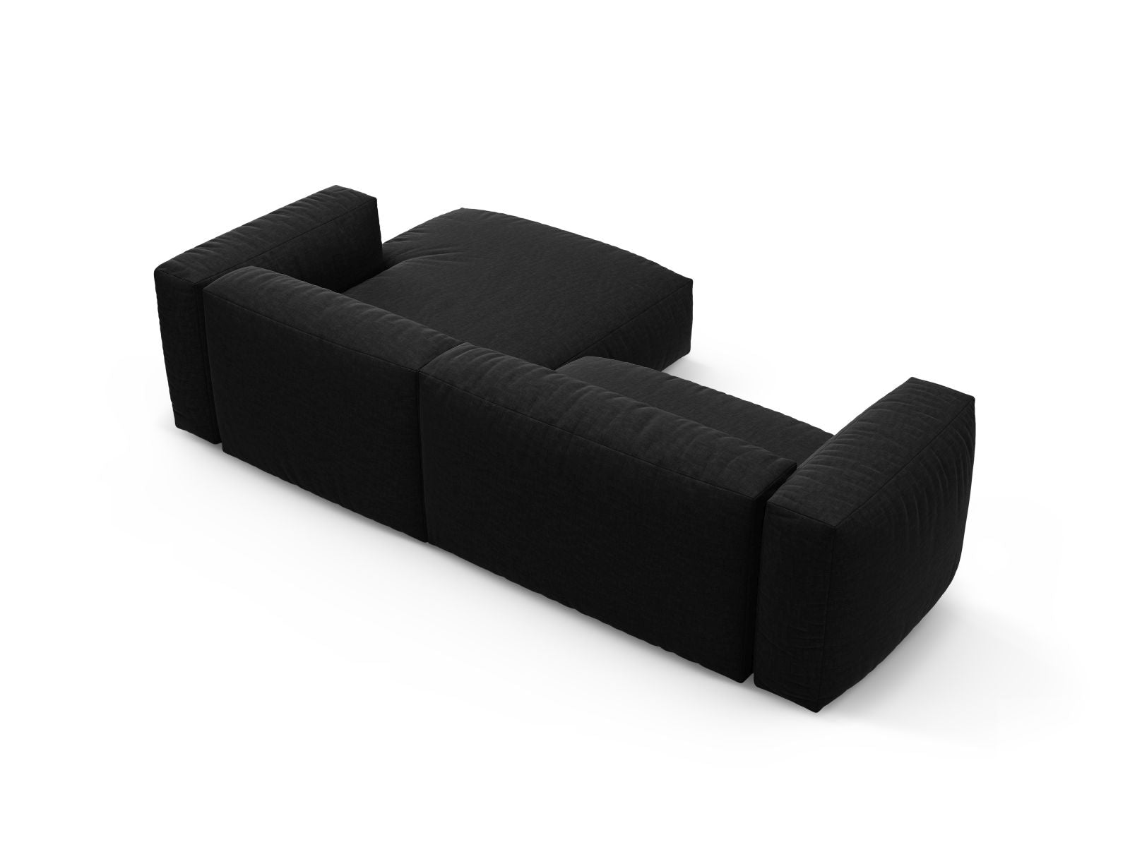 Elegantes 4-Sitzer Ecksofa Martina in Schwarz, ideal für stilvolle Wohnräume, mit praktischer Schlaffunktion für Übernachtungsgäste.