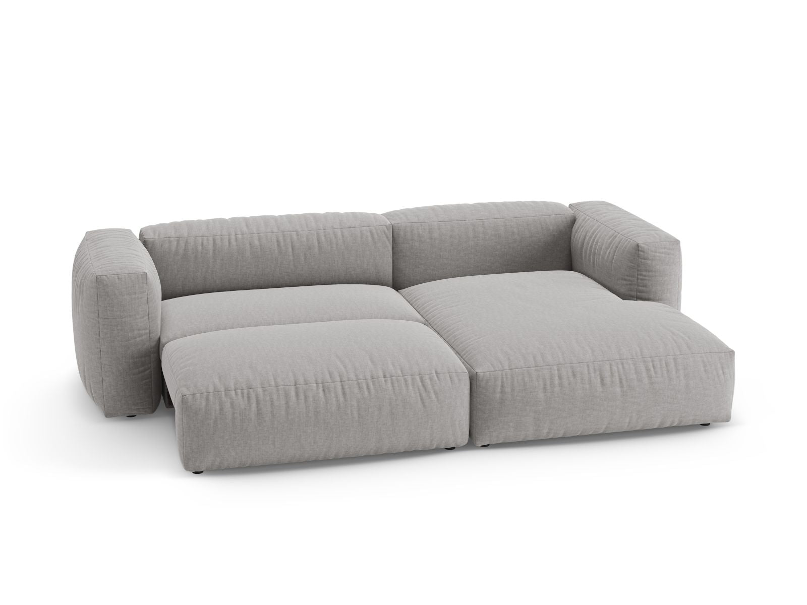 Elegantes 4-Sitzer Ecksofa Martina in stilvollem Grau, ideal für Wohnräume, bietet eine praktische Schlaffunktion für Gäste.
