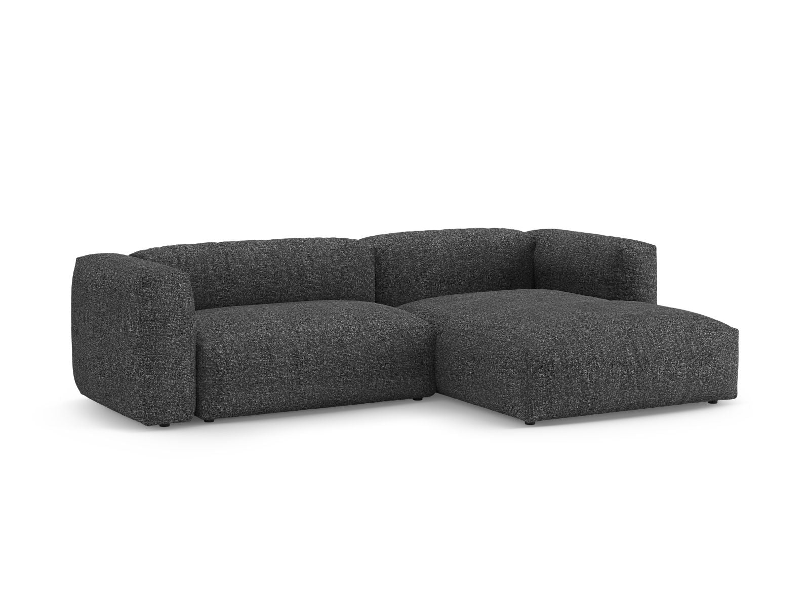 Modernes 4-Sitzer Ecksofa Martina in Anthrazit, rechts mit praktischer Schlaffunktion und Stauraum, ideal für stilvolle Wohnräume.