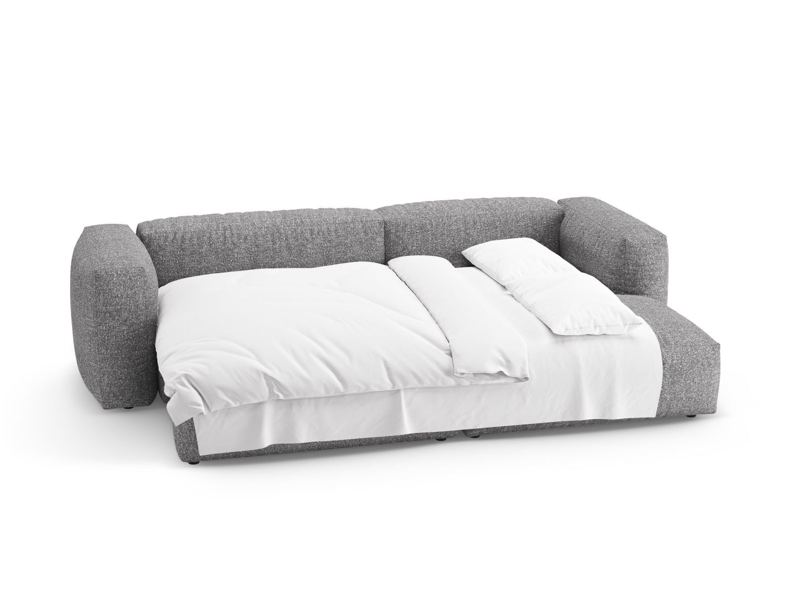 Stylisches Ecksofa Martina in Graphit, bietet Platz für 4 Personen, mit cleverer Schlaffunktion und integriertem Stauraum für optimale Raumnutzung.