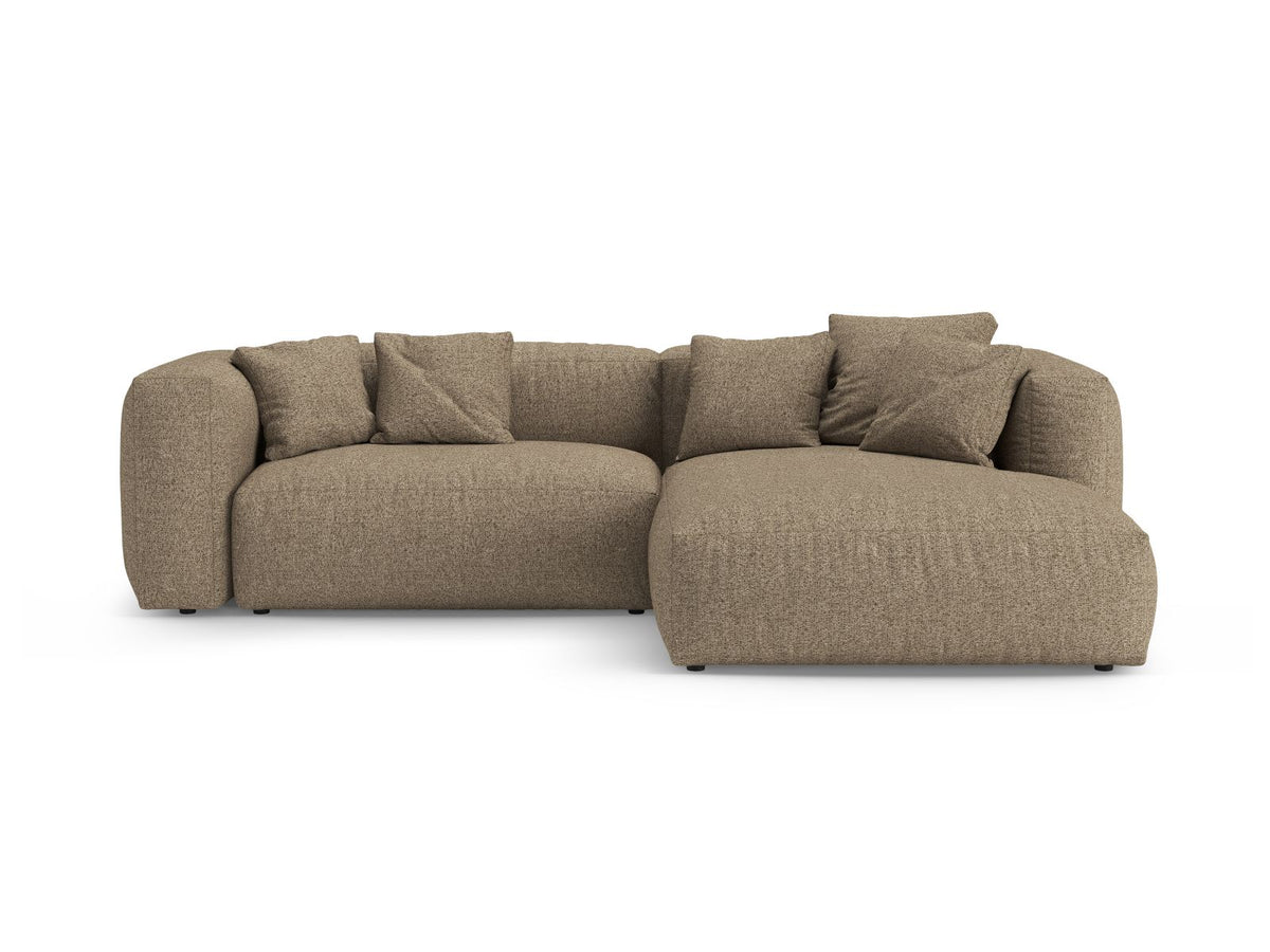4-Sitzer Ecksofa Martina rechts mit Schlaffunktion und Stauraum in Cappuccino-Monet präsentiert im Onlineshop von KAQTU Design AG. Bettsofa rechts ist von Micadoni