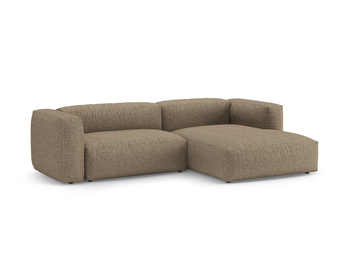 4-Sitzer Ecksofa Martina rechts mit Schlaffunktion und Stauraum in Cappuccino-Monet präsentiert im Onlineshop von KAQTU Design AG. Bettsofa rechts ist von Micadoni