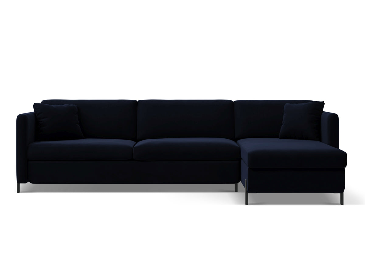 Gloria Velour Ecksofa rechts mit Schlaffunktion und Stauraum 5 Sitzer in Royal Blue-Salvador präsentiert im Onlineshop von KAQTU Design AG. Bettsofa rechts ist von Micadoni