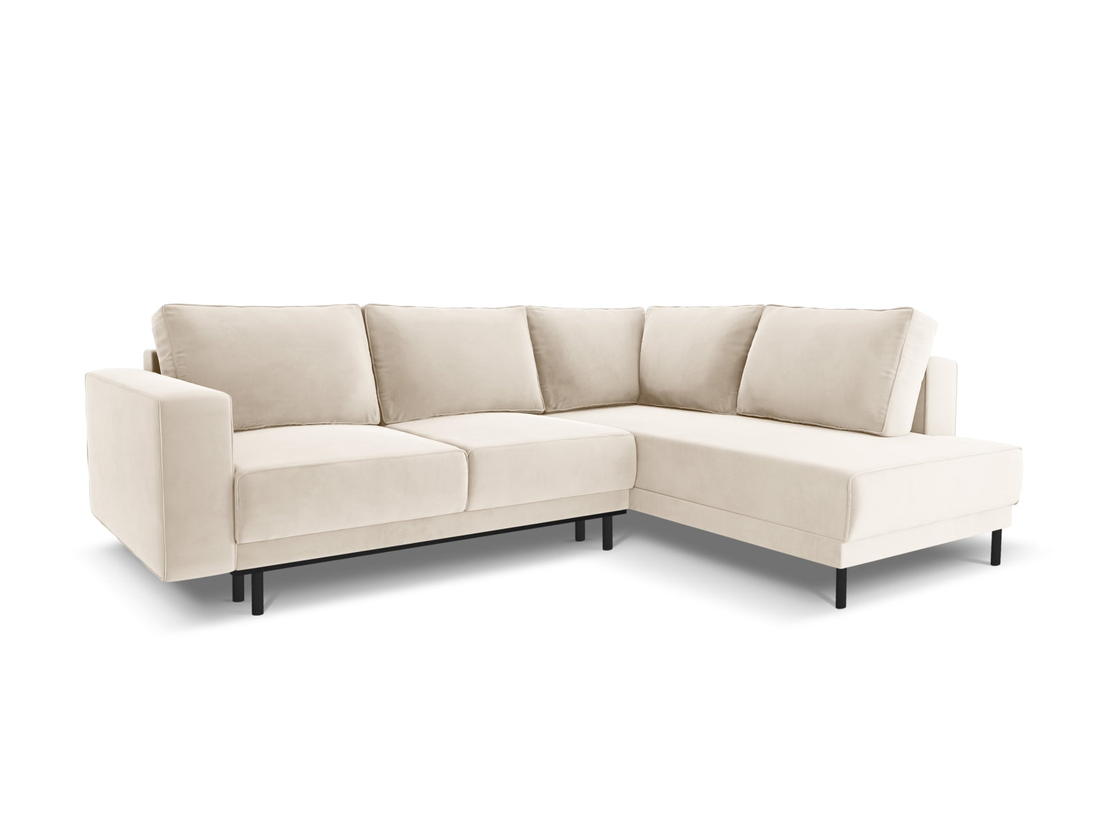 Caro Velour Ecksofa rechts mit Schlaffunktion 5 Sitzer in Light Beige-Bluvel präsentiert im Onlineshop von KAQTU Design AG. Bettsofa rechts ist von Micadoni