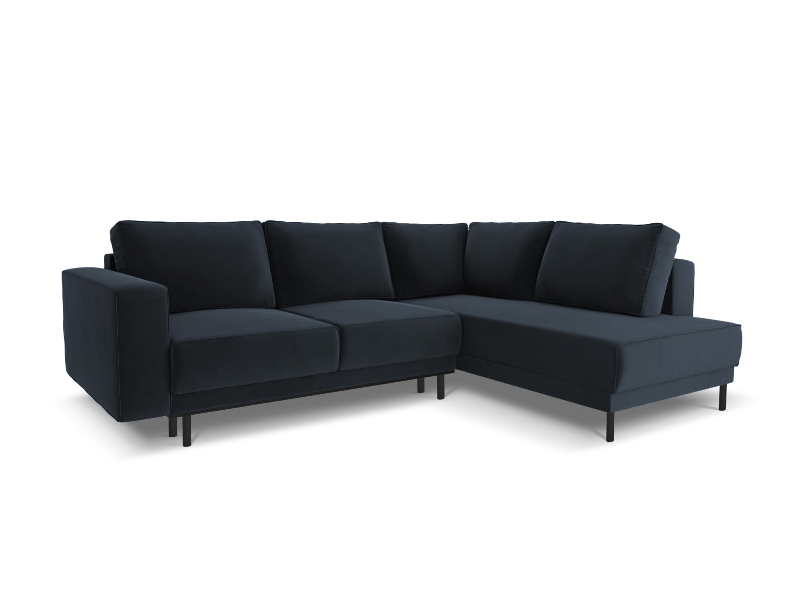 Caro Velour Ecksofa rechts mit Schlaffunktion 5 Sitzer in Dark Blue-Bluvel präsentiert im Onlineshop von KAQTU Design AG. Bettsofa rechts ist von Micadoni