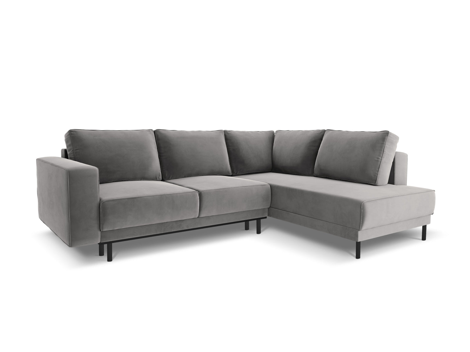 Caro Velour Ecksofa rechts mit Schlaffunktion 5 Sitzer in Light Grey-Bluvel präsentiert im Onlineshop von KAQTU Design AG. Bettsofa rechts ist von Micadoni