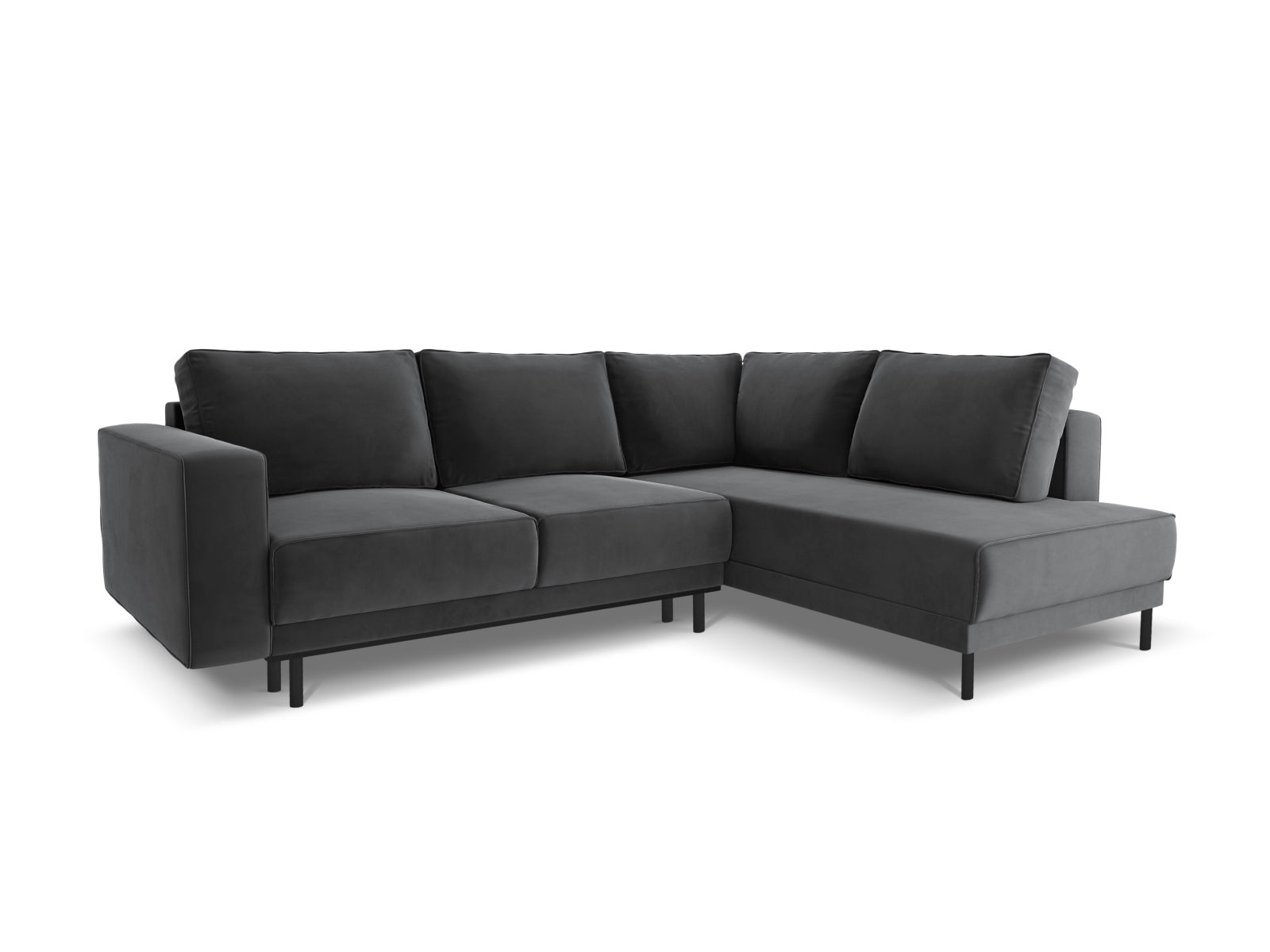 Caro Velour Ecksofa rechts mit Schlaffunktion 5 Sitzer in Grey-Bluvel präsentiert im Onlineshop von KAQTU Design AG. Bettsofa rechts ist von Micadoni