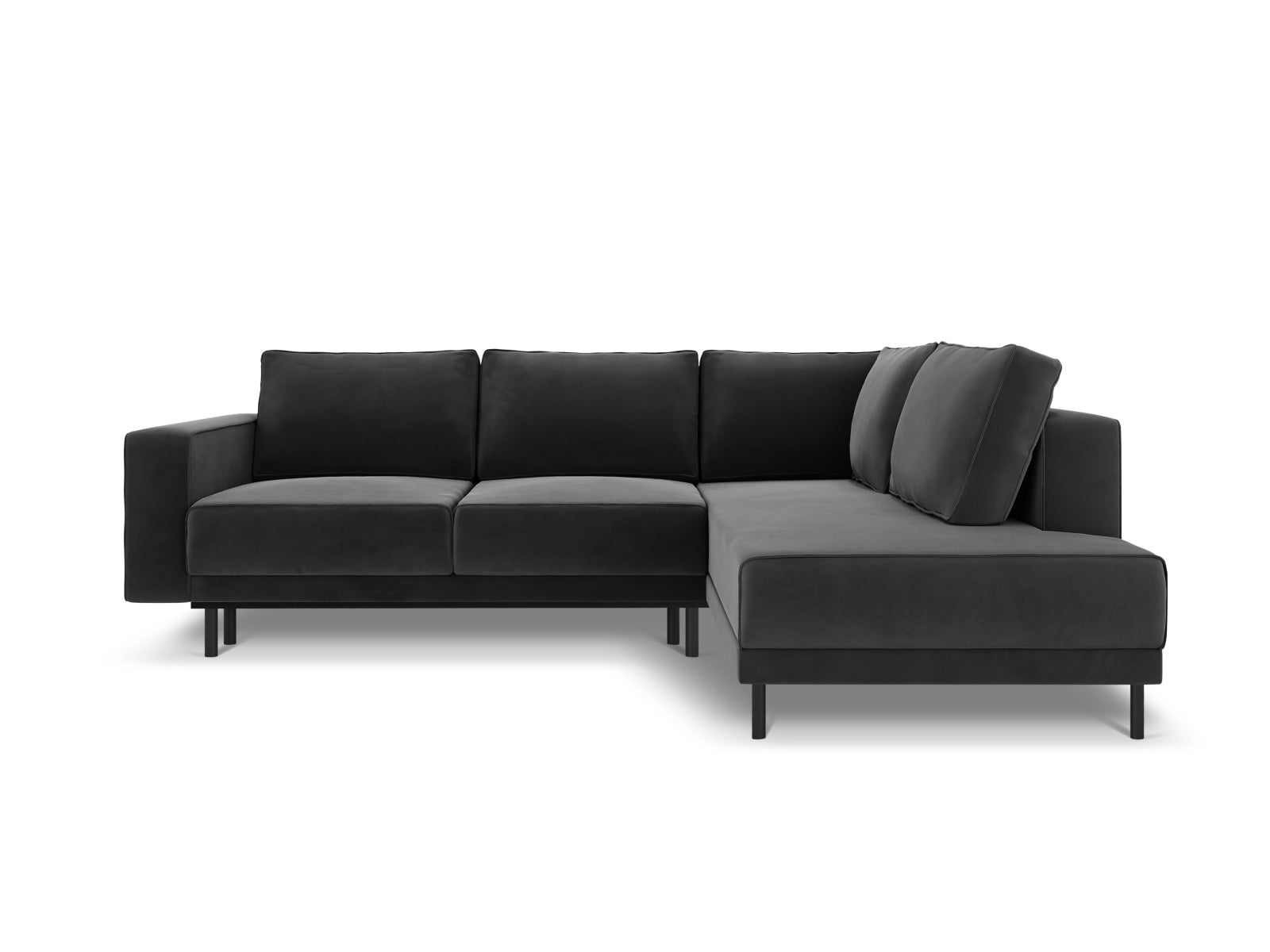 Modernes Caro Velour Ecksofa in Grau-Blau, 5-Sitzer mit komfortabler Schlaffunktion, perfekt für gemütliche Abende und Gästeübernachtungen.