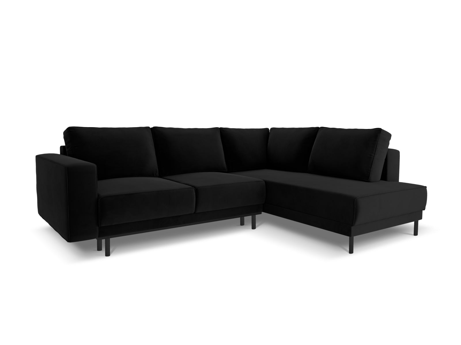Caro Velour Ecksofa rechts mit Schlaffunktion 5 Sitzer in Black präsentiert im Onlineshop von KAQTU Design AG. Ecksofa rechts ist von Micadoni
