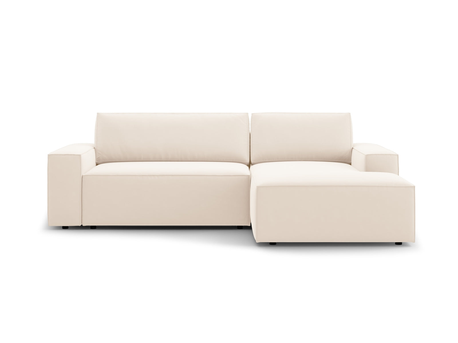 Jodie Velour Ecksofa rechts mit Schlaffunktion und Stauraumbox 3 Sitzer in Light Beige-Bluvel präsentiert im Onlineshop von KAQTU Design AG. Bettsofa rechts ist von Micadoni