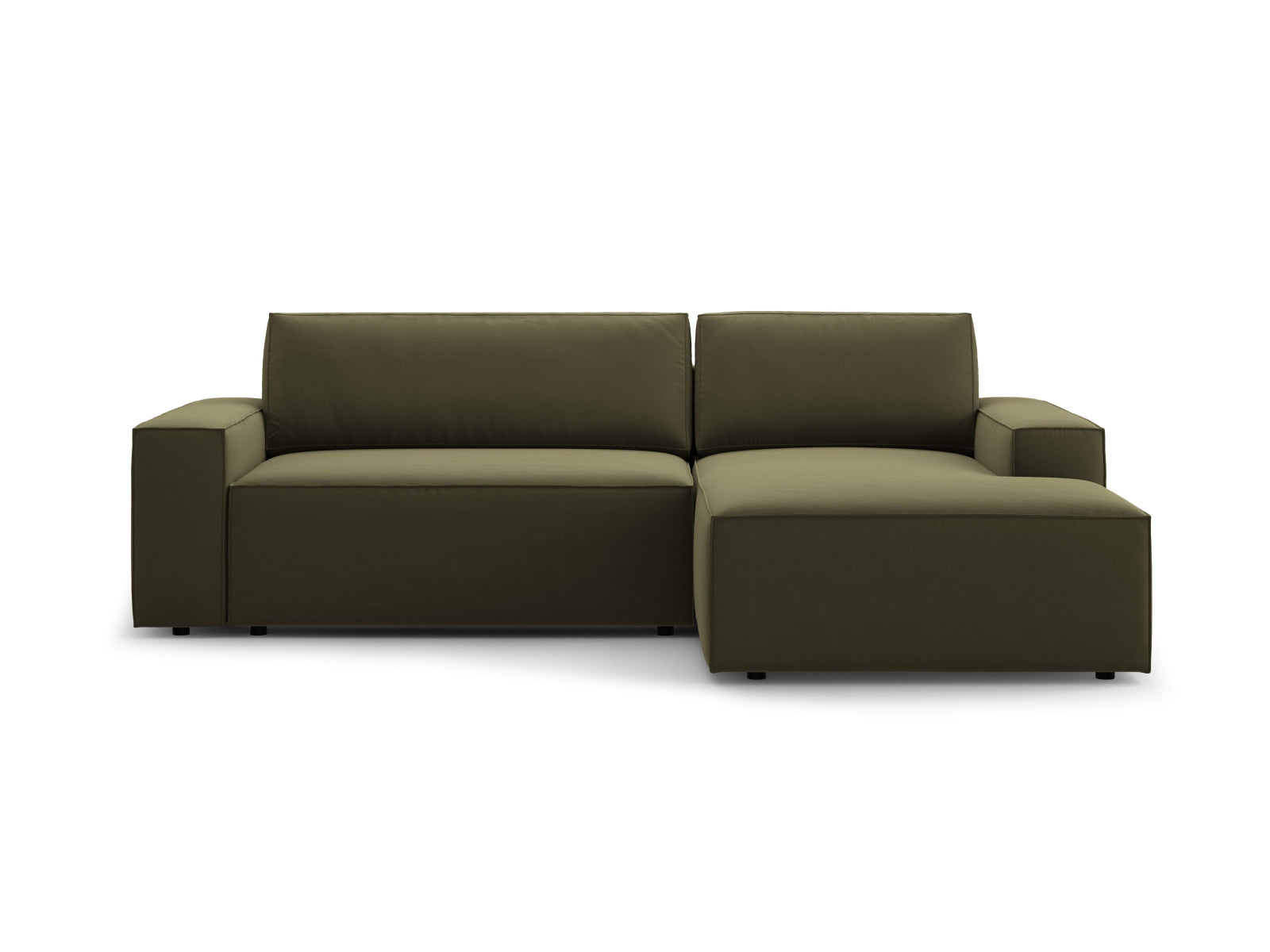Jodie Velour Ecksofa rechts mit Schlaffunktion und Stauraumbox 3 Sitzer in Green-Bluvel präsentiert im Onlineshop von KAQTU Design AG. Bettsofa rechts ist von Micadoni