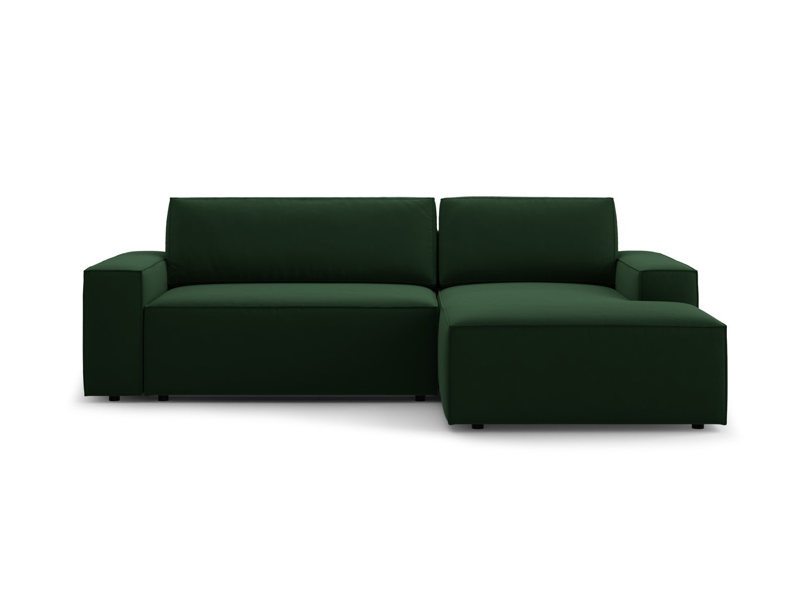 Jodie Velour Ecksofa rechts mit Schlaffunktion und Stauraumbox 3 Sitzer in Bottle Green-Bluvel präsentiert im Onlineshop von KAQTU Design AG. Bettsofa rechts ist von Micadoni
