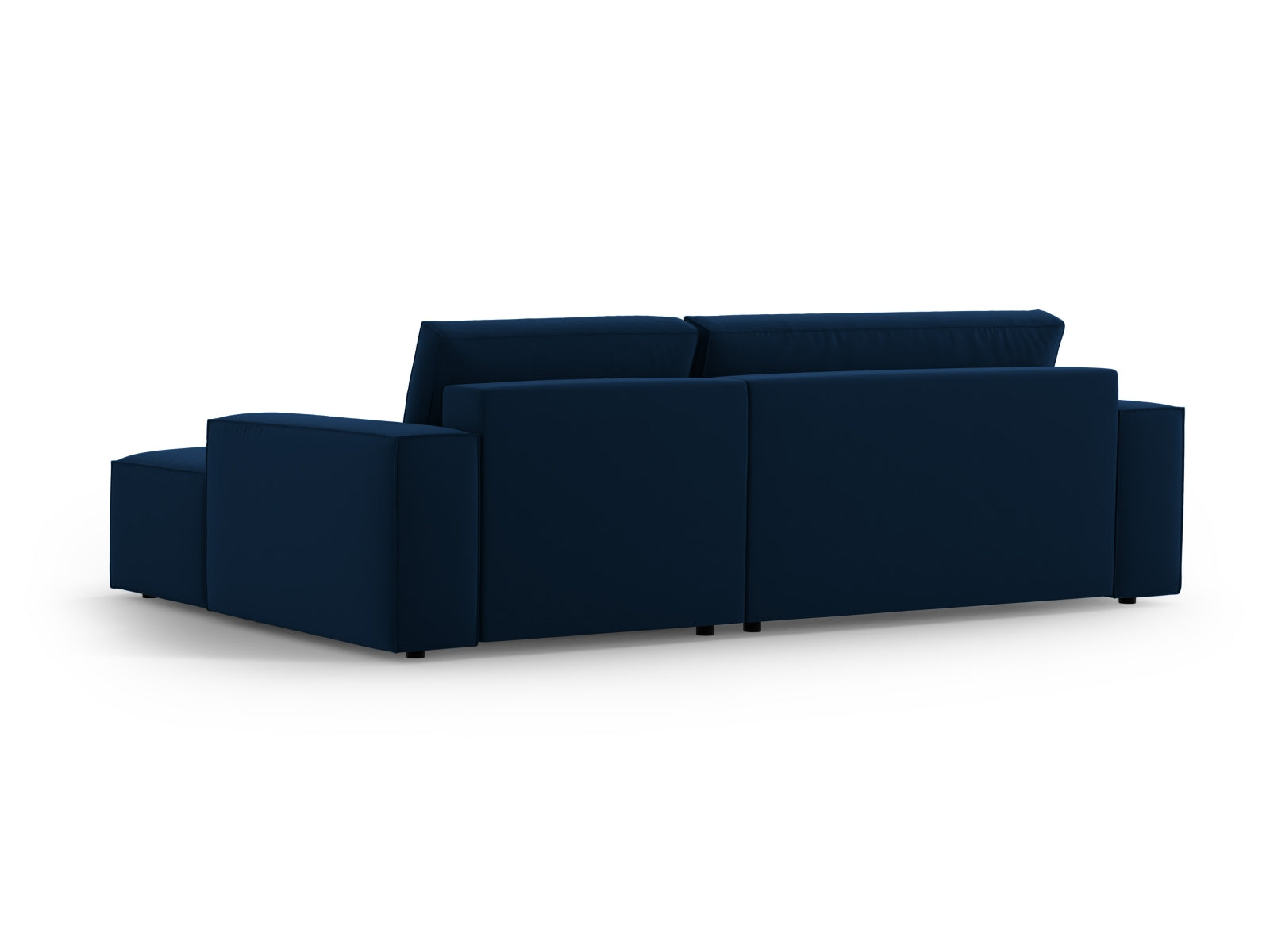 Elegantes Jodie Velour Ecksofa in Royalblau, rechtsseitig, 3-Sitzer mit komfortabler Schlaffunktion und nützlichem Stauraum.