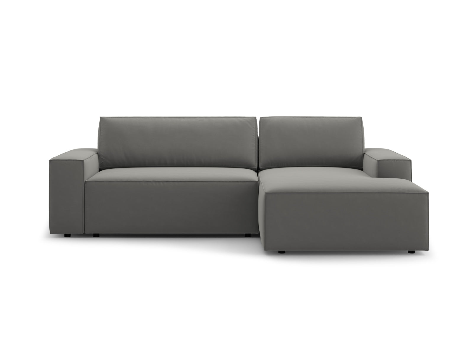Jodie Velour Ecksofa rechts mit Schlaffunktion und Stauraumbox 3 Sitzer in Light Grey-Bluvel präsentiert im Onlineshop von KAQTU Design AG. Bettsofa rechts ist von Micadoni