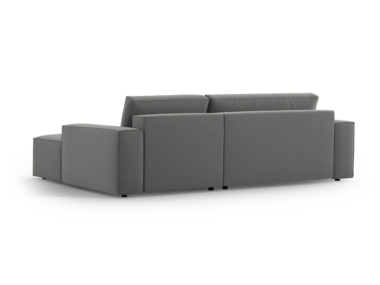 Entdecken Sie das Jodie Velour Ecksofa rechts – ein stilvolles 3-Sitzer Sofa mit komfortabler Schlaffunktion und praktischer Stauraumbox für Ihr Zuhause.