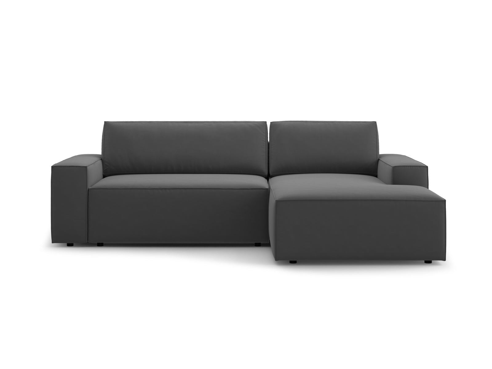 Jodie Velour Ecksofa rechts mit Schlaffunktion und Stauraumbox 3 Sitzer in Grey-Bluvel präsentiert im Onlineshop von KAQTU Design AG. Bettsofa rechts ist von Micadoni