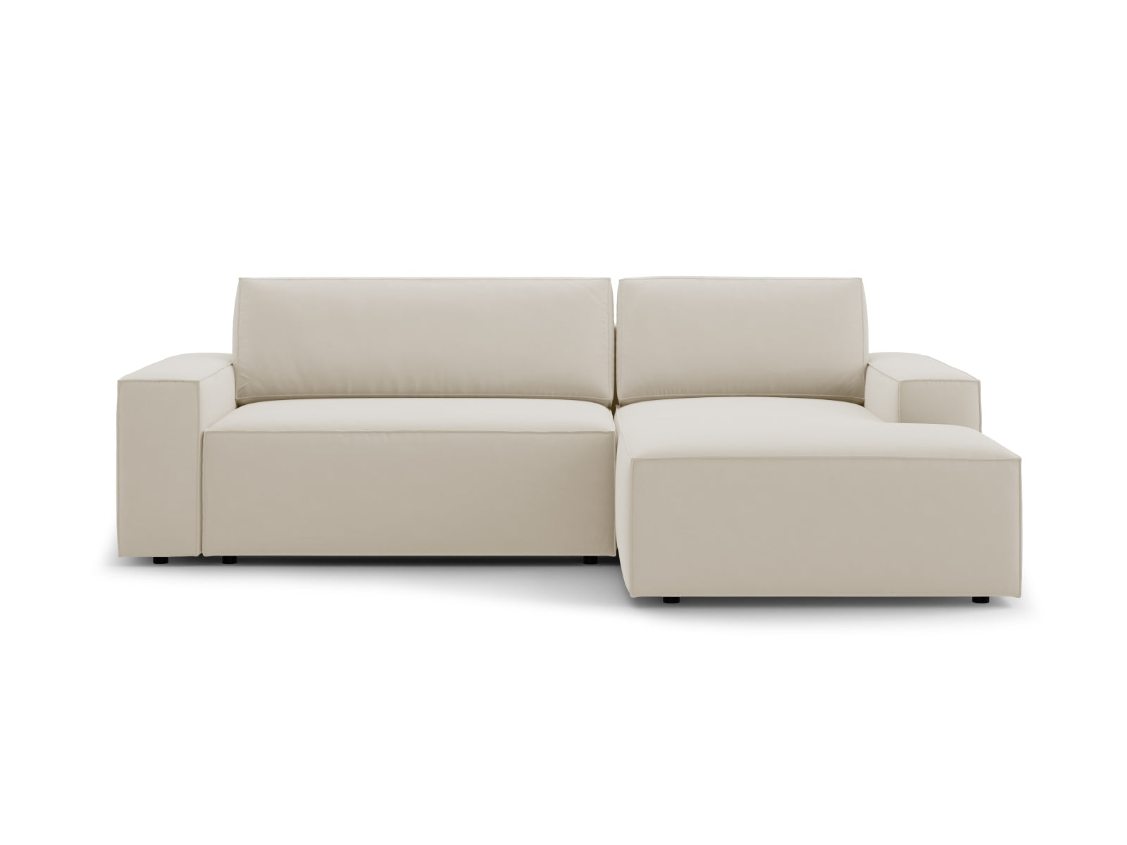 Jodie Velour Ecksofa rechts mit Schlaffunktion und Stauraumbox 3 Sitzer in Dark Beige-Bluvel präsentiert im Onlineshop von KAQTU Design AG. Bettsofa rechts ist von Micadoni