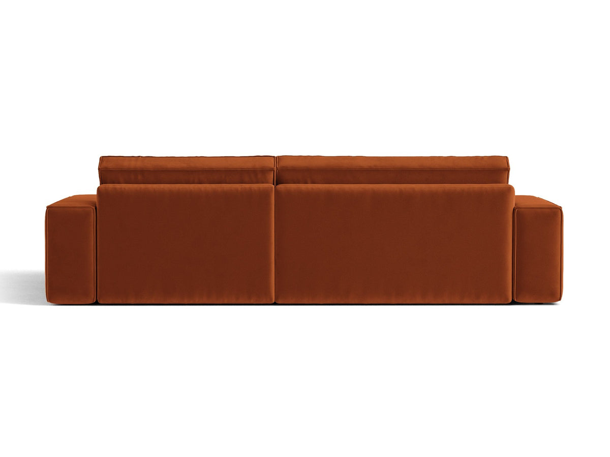 Braunes Ecksofa Jodie von Micadoni mit Bouclé-Stoffbezug, schwarzen Kunststoffbeinen und ausklappbarem Bettkasten, linke Ausrichtung.