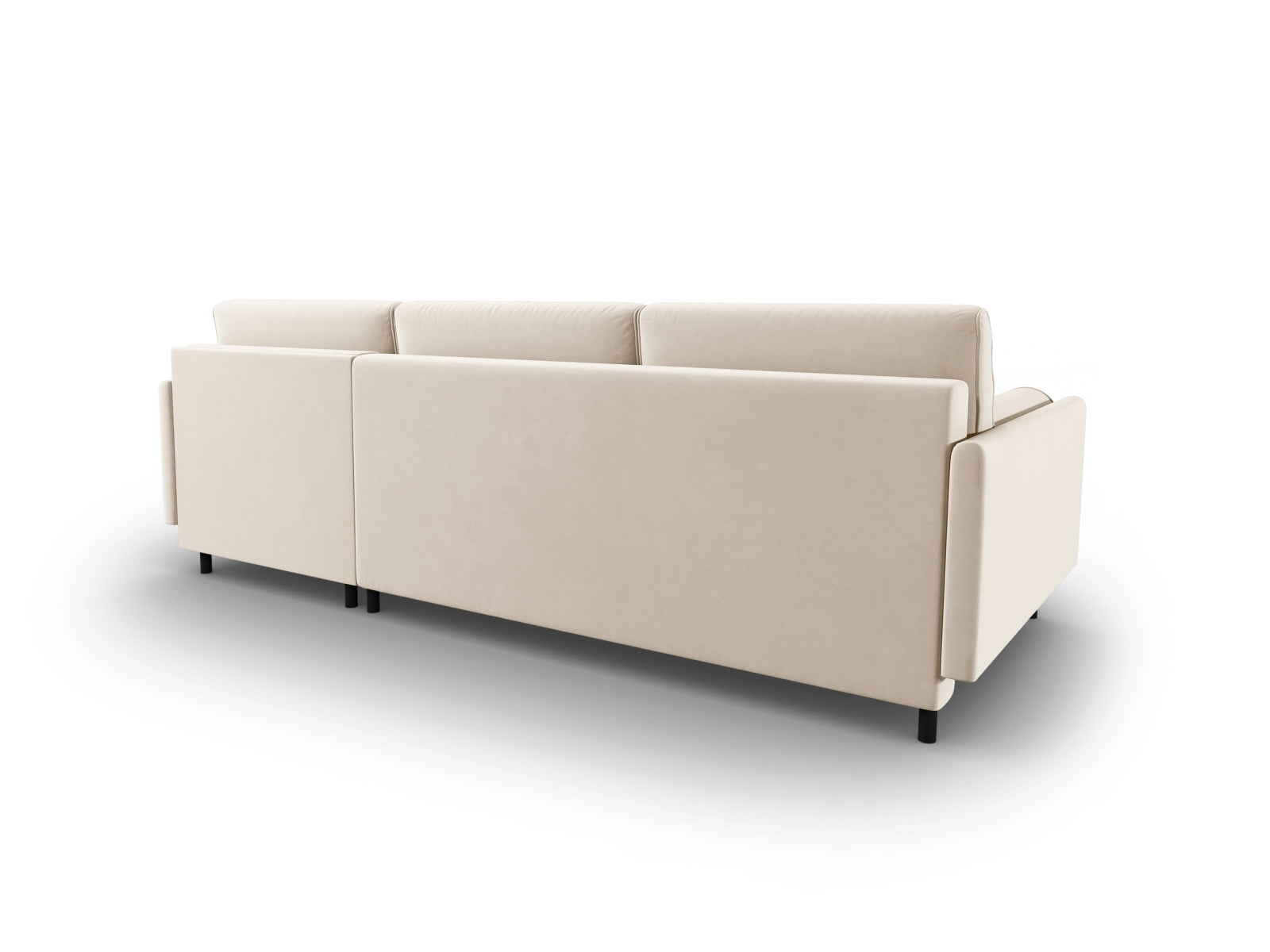 Stylisches, hellbeiges Ecksofa von Micadoni, rechtsseitig, für 5 Personen, bietet eine praktische Schlaffunktion und zusätzlichen Stauraum.