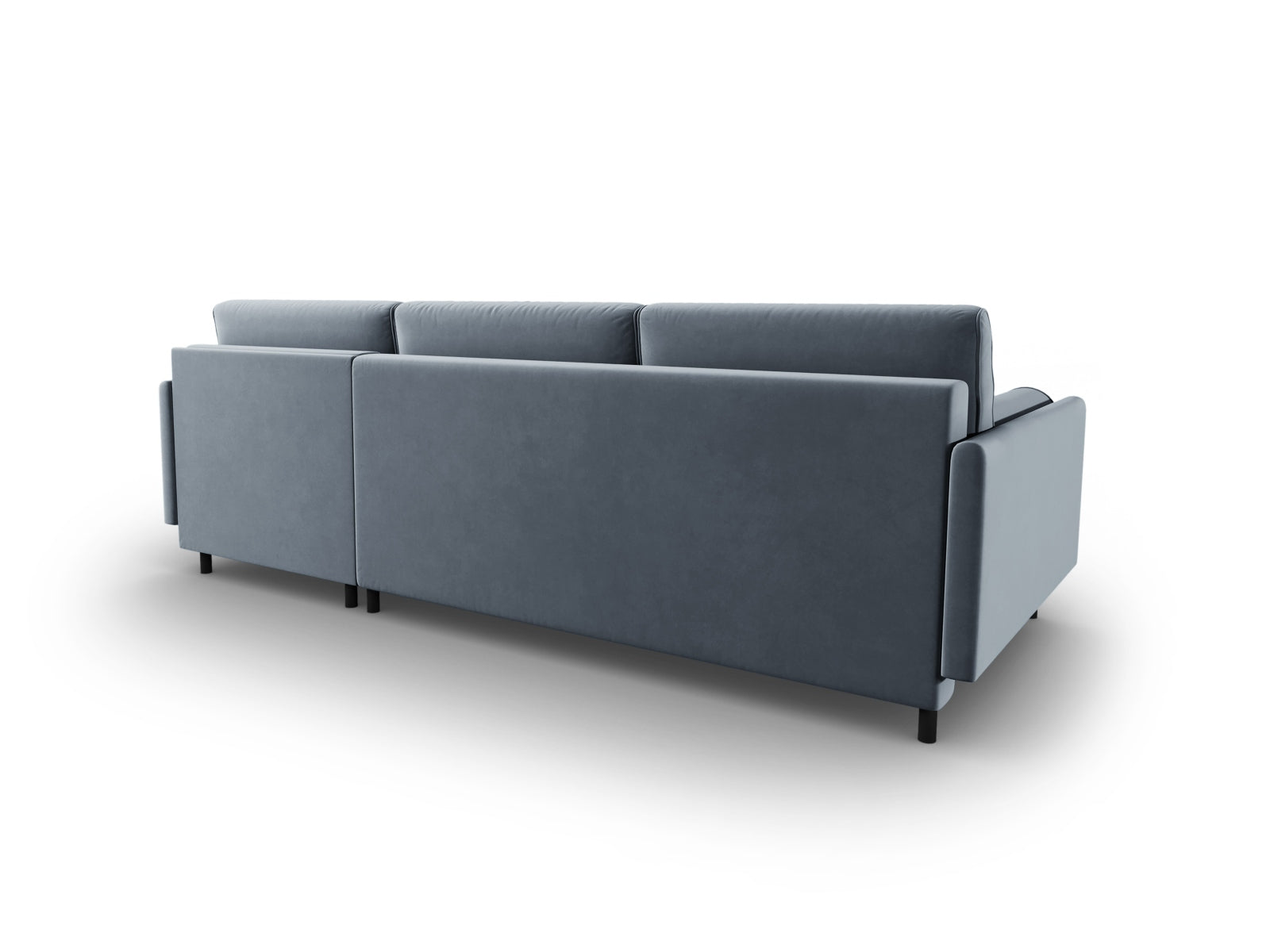 Modernes, hellblaues Ecksofa von Scott, 5-Sitzer mit Schlaffunktion und Stauraum, ideal für gemütliche und funktionale Wohnräume.