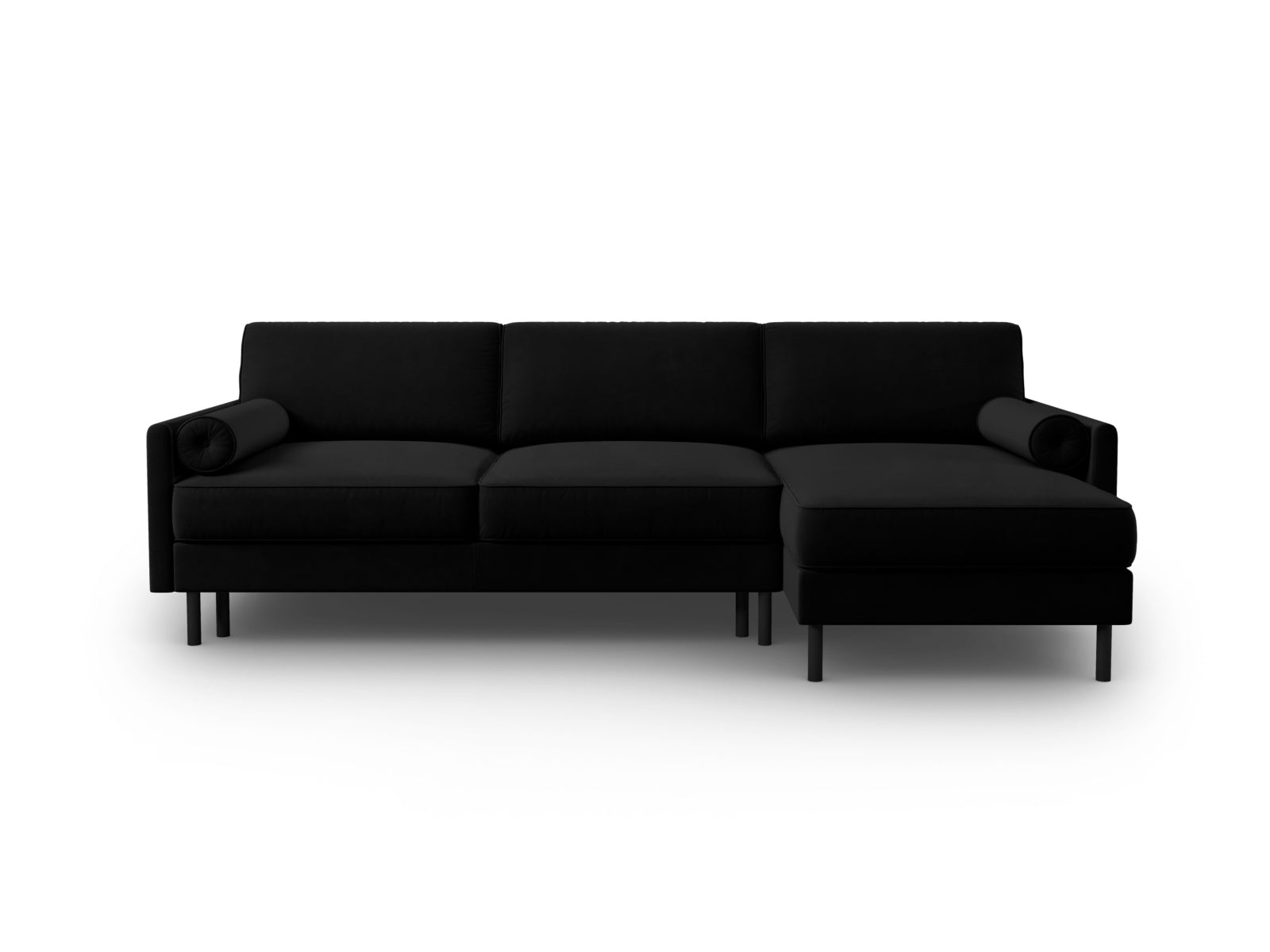 Scott Velour Ecksofa rechts mit Schlaffunktion und Stauraum 5 Sitzer in Black-Bluvel präsentiert im Onlineshop von KAQTU Design AG. Bettsofa rechts ist von Micadoni