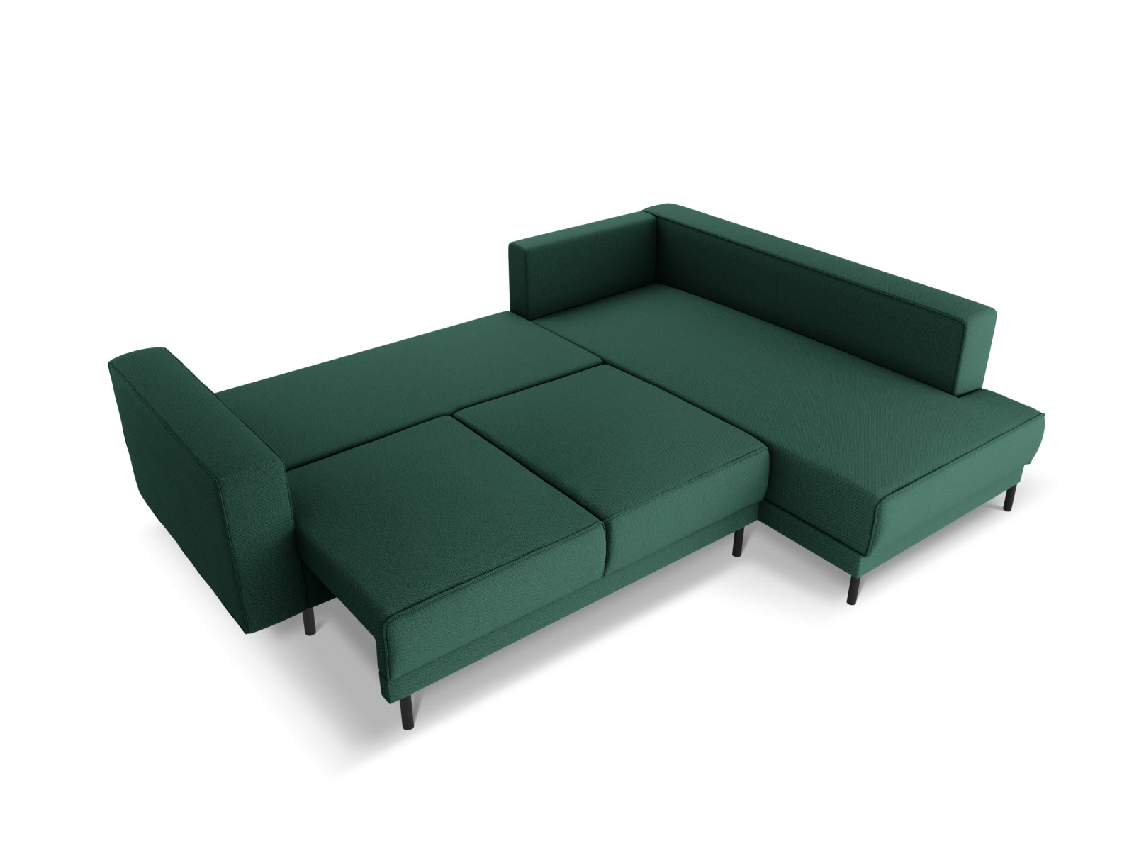 Modernes Caro Ecksofa in ansprechendem Grün, 5-Sitzer mit cleverer Schlaffunktion, ideal für entspannte Stunden und stilvolle Wohnräume.