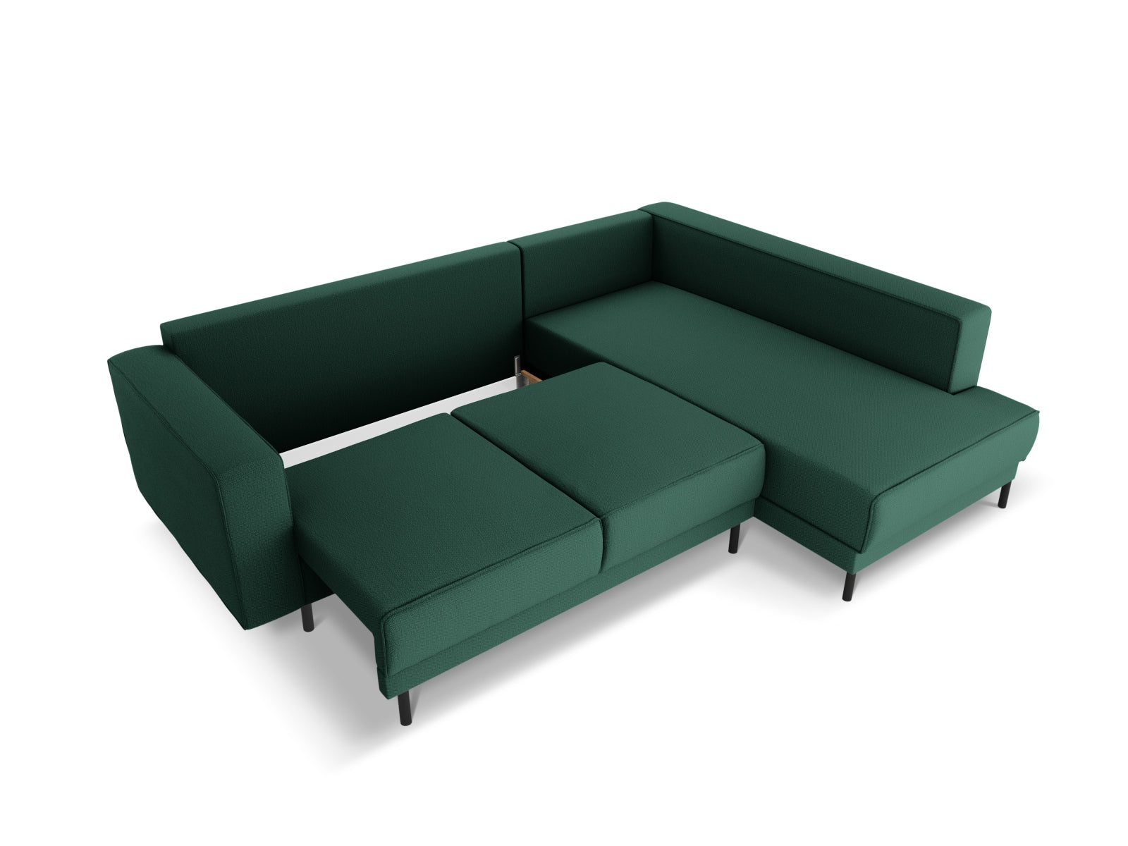 Elegantes Caro Ecksofa in frischem Grün, 5-Sitzer mit praktischer Schlaffunktion, perfekt für gemütliche Abende und stilvolle Einrichtung.