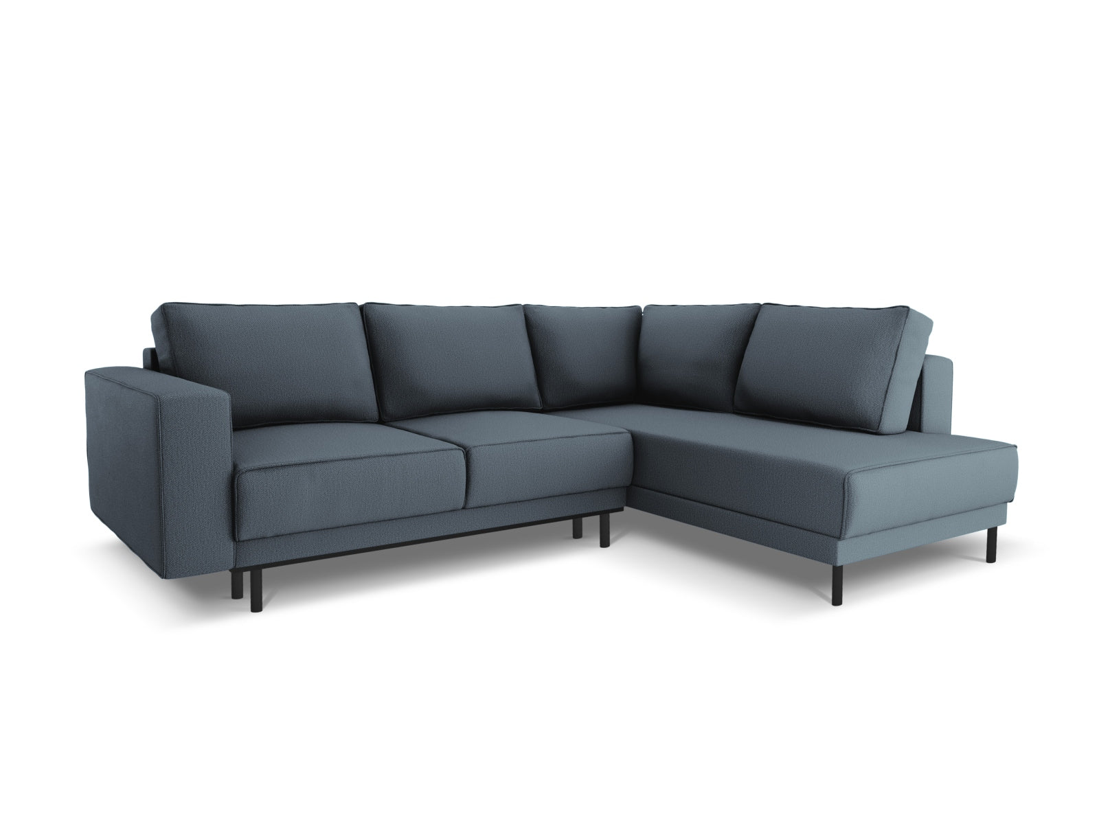 Caro Ecksofa rechts mit Schlaffunktion 5 Sitzer in Blue-Megan präsentiert im Onlineshop von KAQTU Design AG. Bettsofa rechts ist von Micadoni