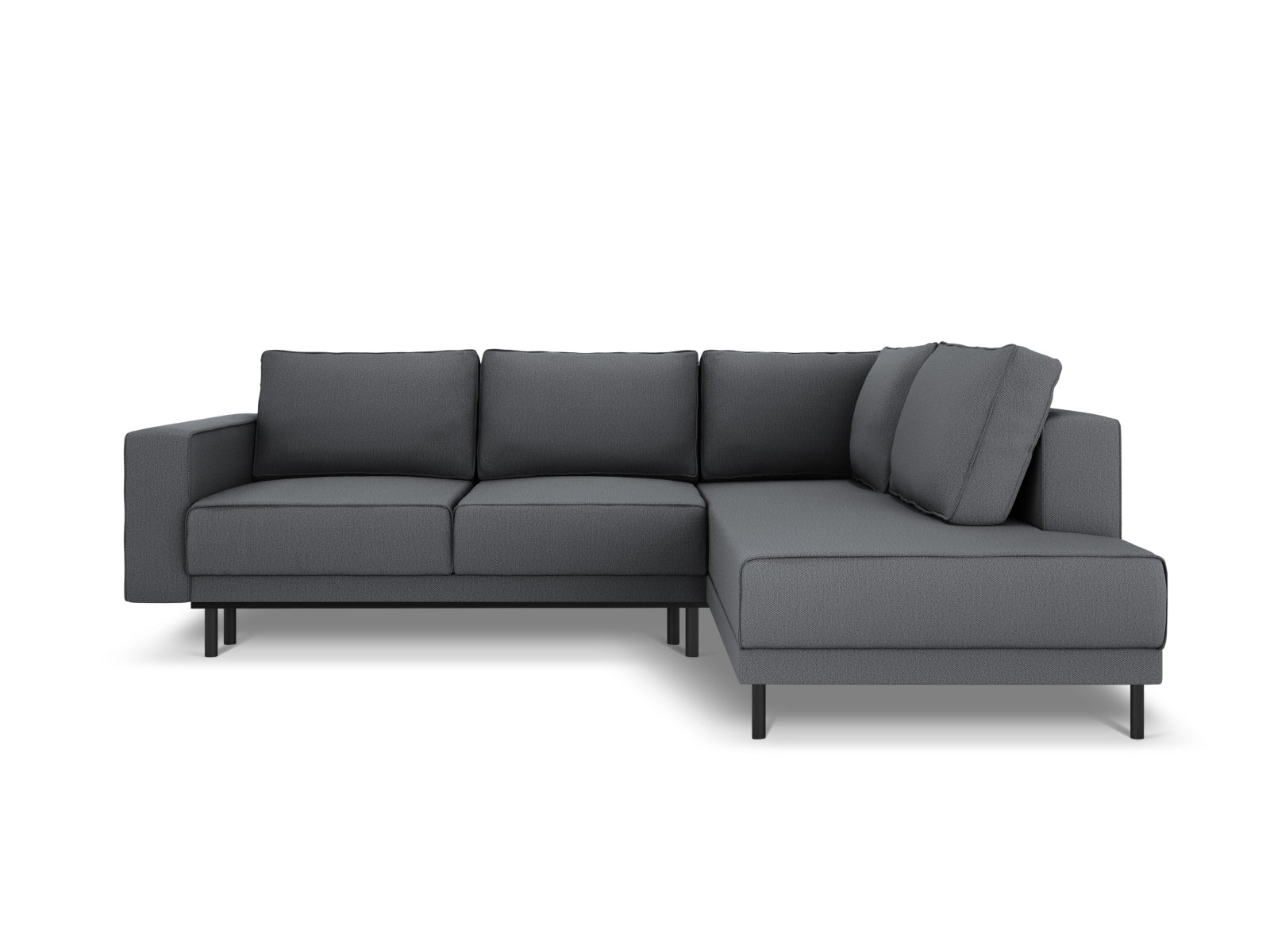 Elegantes Caro Ecksofa in Dunkelgrau, 5-Sitzer mit komfortabler Schlaffunktion, perfekt für gemütliche Abende und Übernachtungen.
