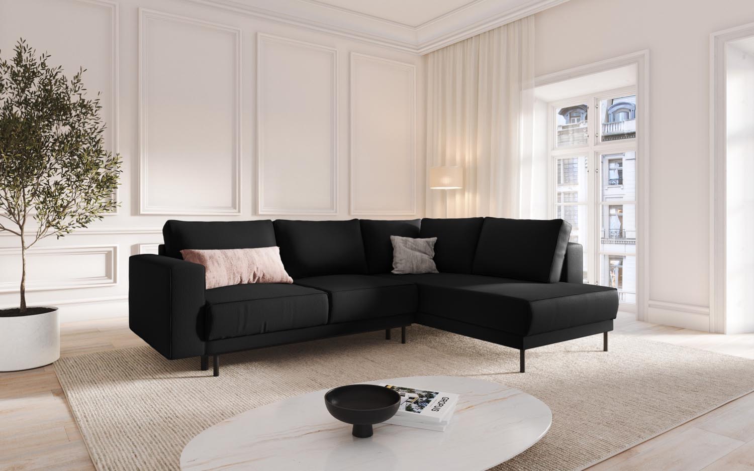 Entdecken Sie das stilvolle Caro Ecksofa von Micadoni – ein 5-Sitzer mit Schlaffunktion, ideal für gemütliche Abende und moderne Wohnkonzepte.