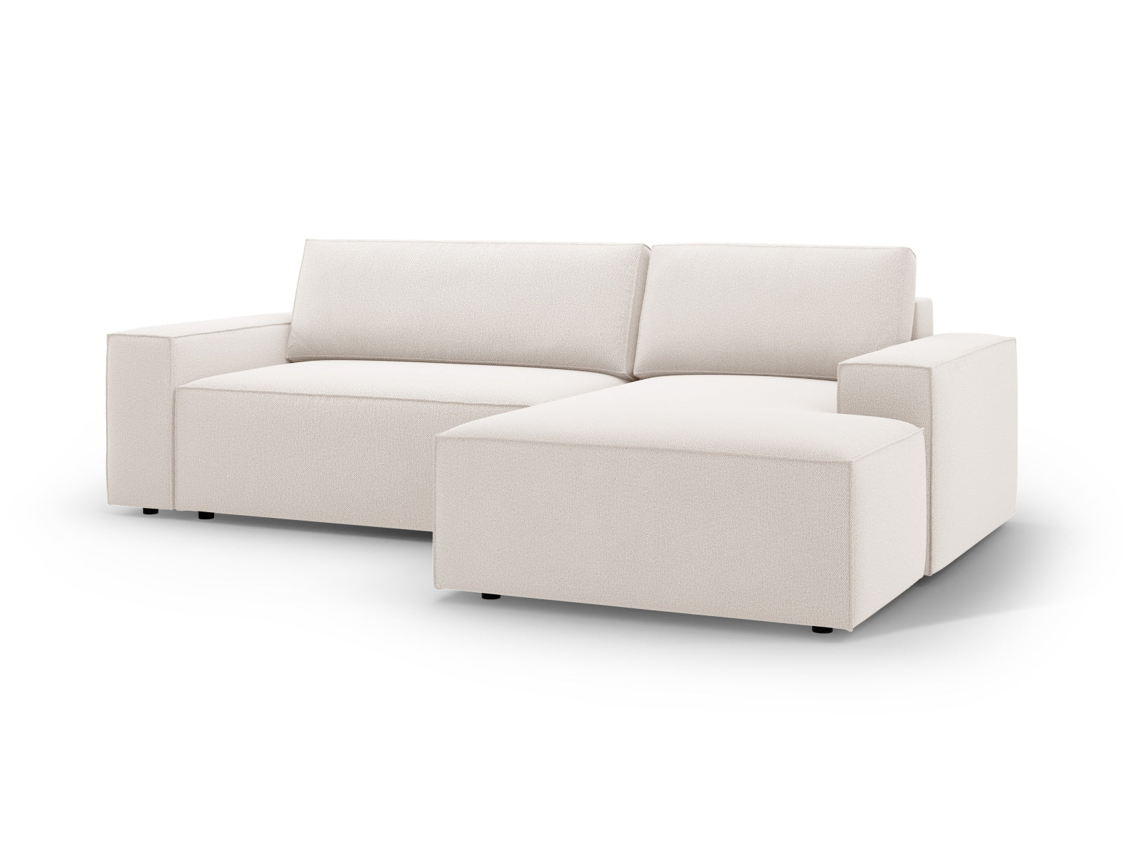 Beige Jodie Ecksofa mit Schlaffunktion und Stauraum, perfekt für gemütliche Wohnzimmer und als Schlafgelegenheit für Gäste.