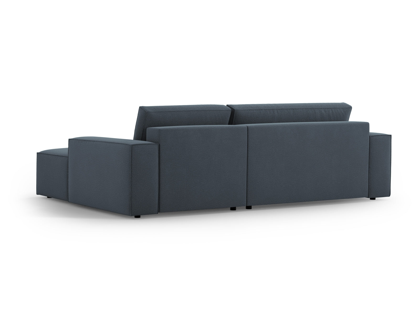 Elegantes Jodie Ecksofa in trendigem Blau, bietet eine komfortable Schlaffunktion und praktischen Stauraum für zusätzlichen Platz.