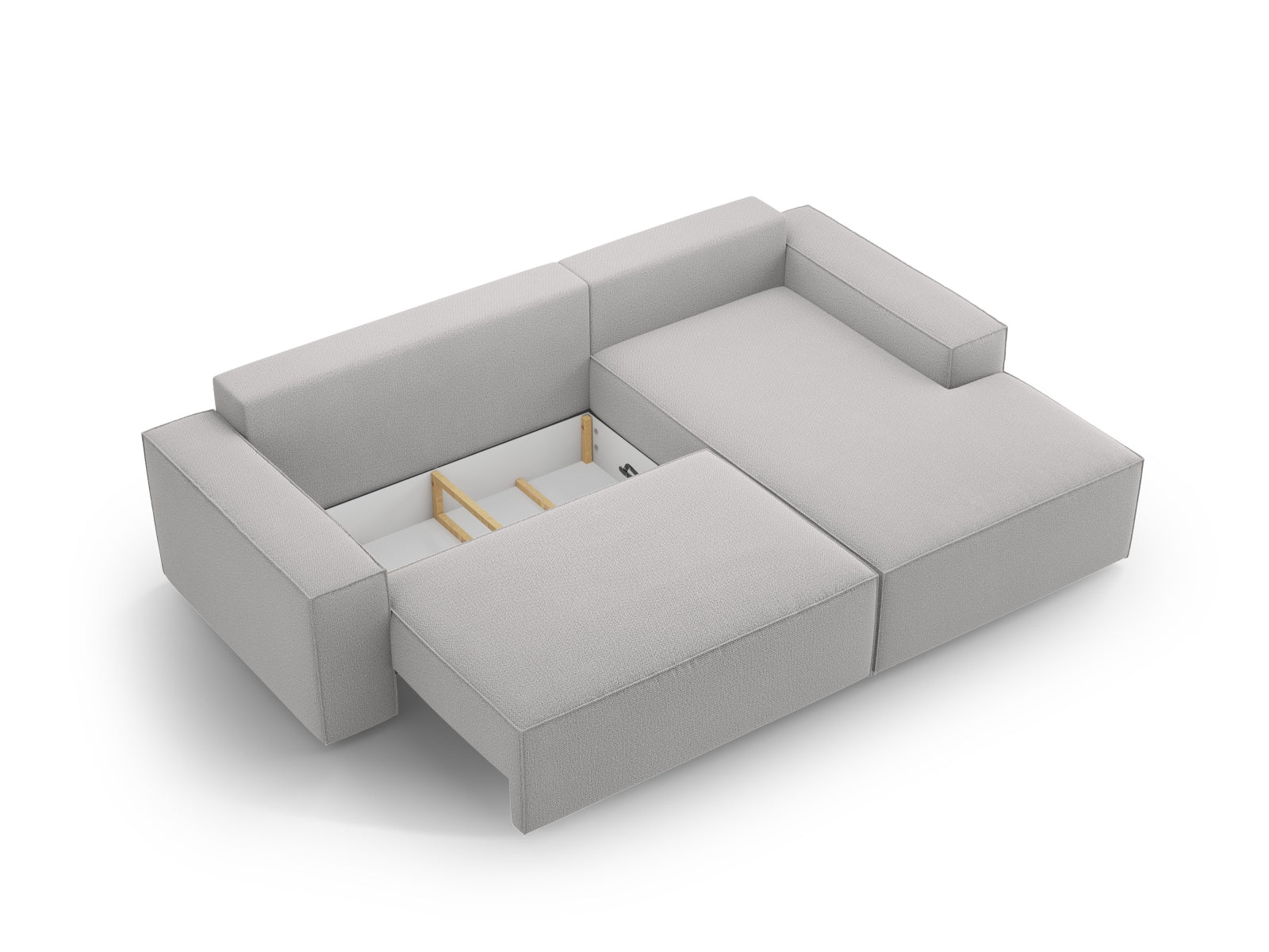 Stylisches Jodie Ecksofa in elegantem Grau, perfekt für kleine Räume, bietet Schlafgelegenheit und praktischen Stauraum.