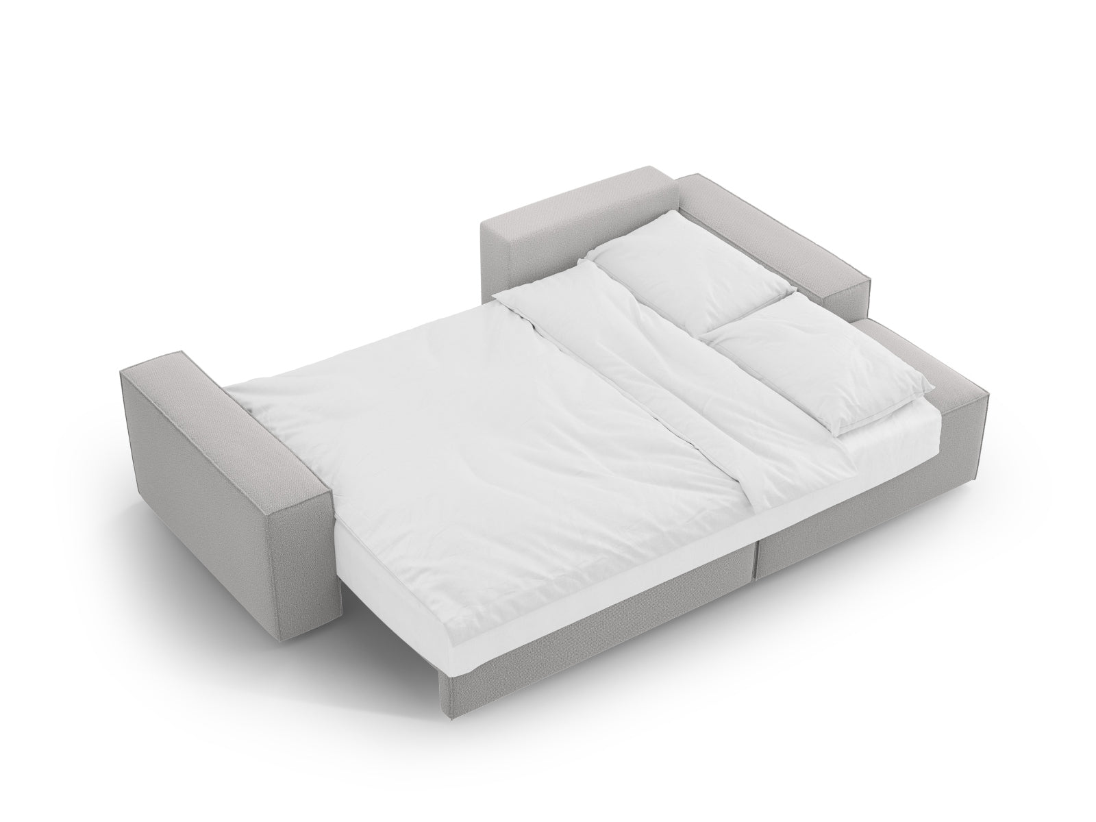 Modernes Jodie Ecksofa in zeitlosem Grau, ideal für kompakte Wohnräume, mit komfortabler Schlaffunktion und integriertem Stauraum.