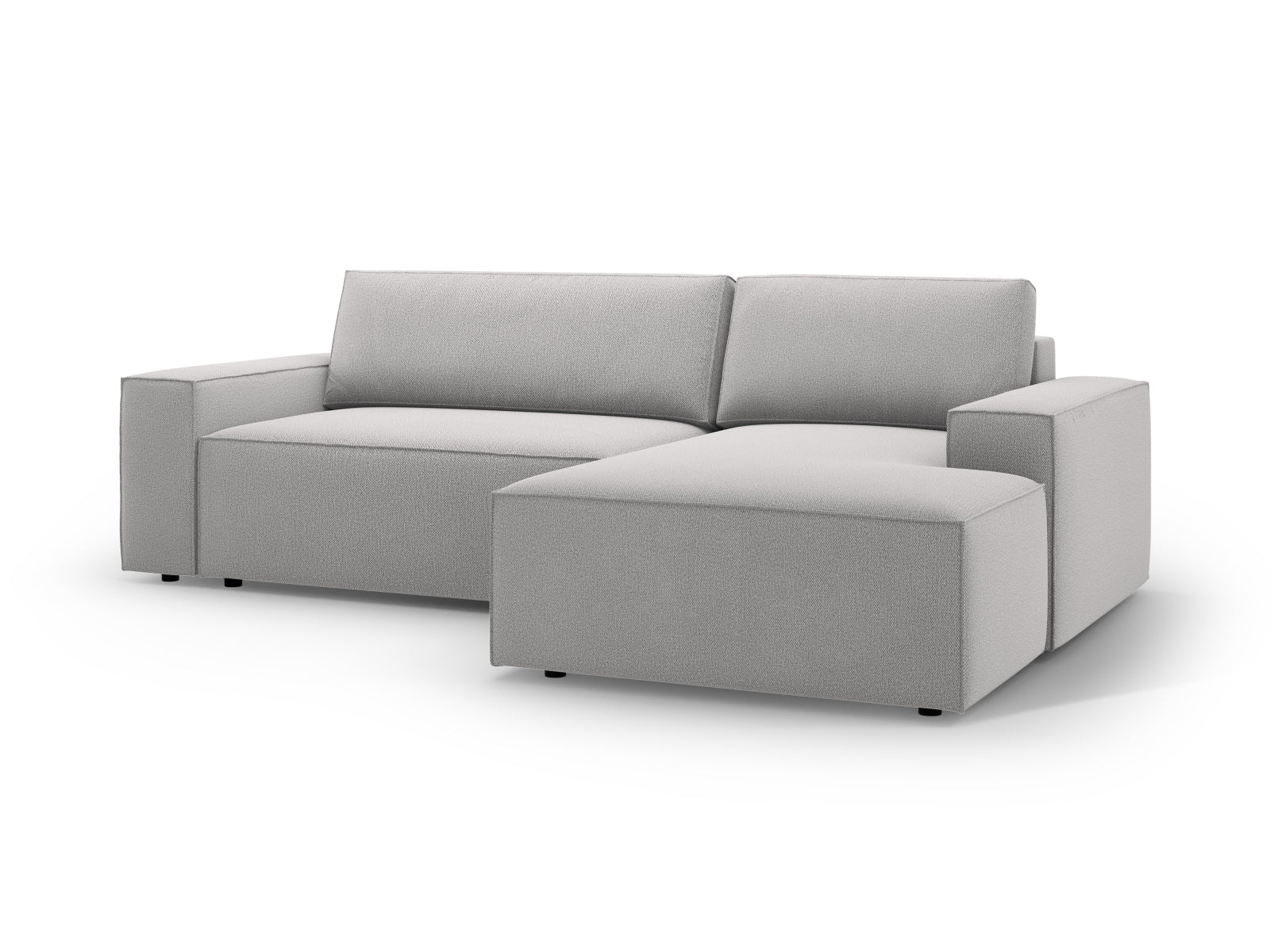 Stylisches Jodie Ecksofa in elegantem Grau, perfekt für kleine Räume, bietet eine praktische Schlaffunktion und zusätzlichen Stauraum.