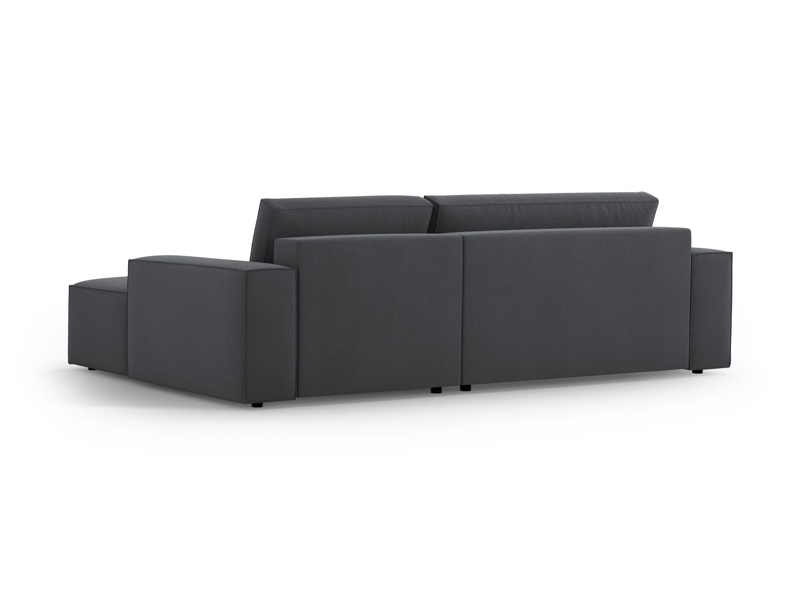 Modernes Jodie Ecksofa in Dunkelgrau, 3-Sitzer mit cleverer Schlaffunktion und integriertem Stauraum, ideal für gemütliche Wohnbereiche.