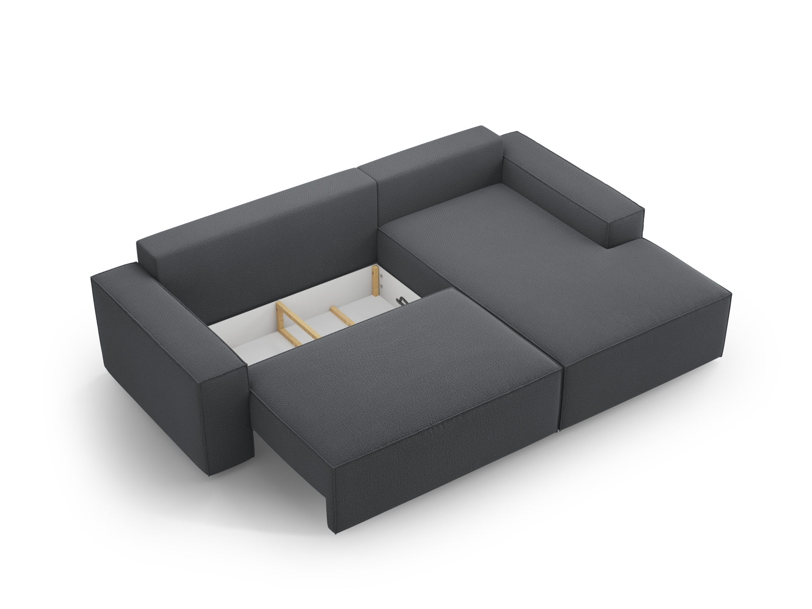 Stylisches Jodie Ecksofa in Dunkelgrau, 3-Sitzer mit praktischer Schlaffunktion und Stauraum, perfekt für entspannte Abende und Gäste.