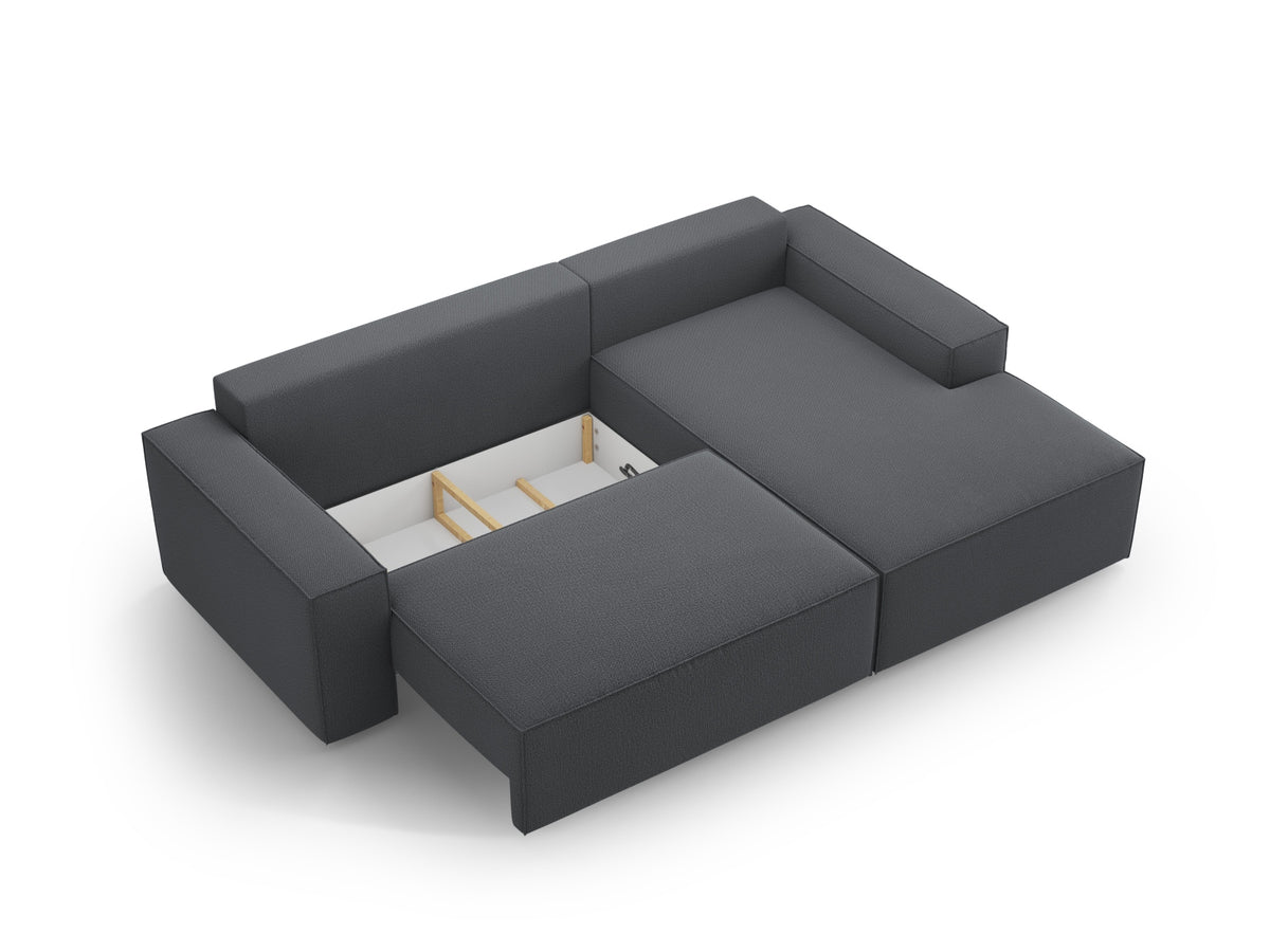 Jodie Ecksofa rechts mit Schlaffunktion und Stauraumbox 3 Sitzer in Dark Grey-Megan präsentiert im Onlineshop von KAQTU Design AG. Bettsofa rechts ist von Micadoni