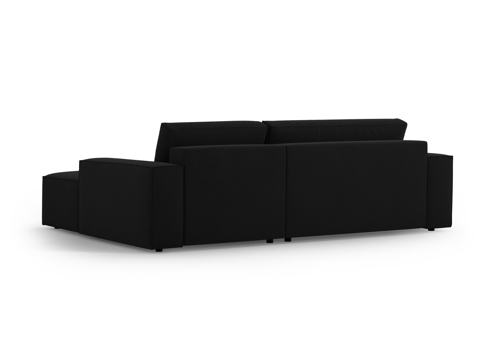 Elegantes Jodie Ecksofa in Schwarz, 3-Sitzer mit cleverer Schlaffunktion und integriertem Stauraum für zusätzlichen Komfort.