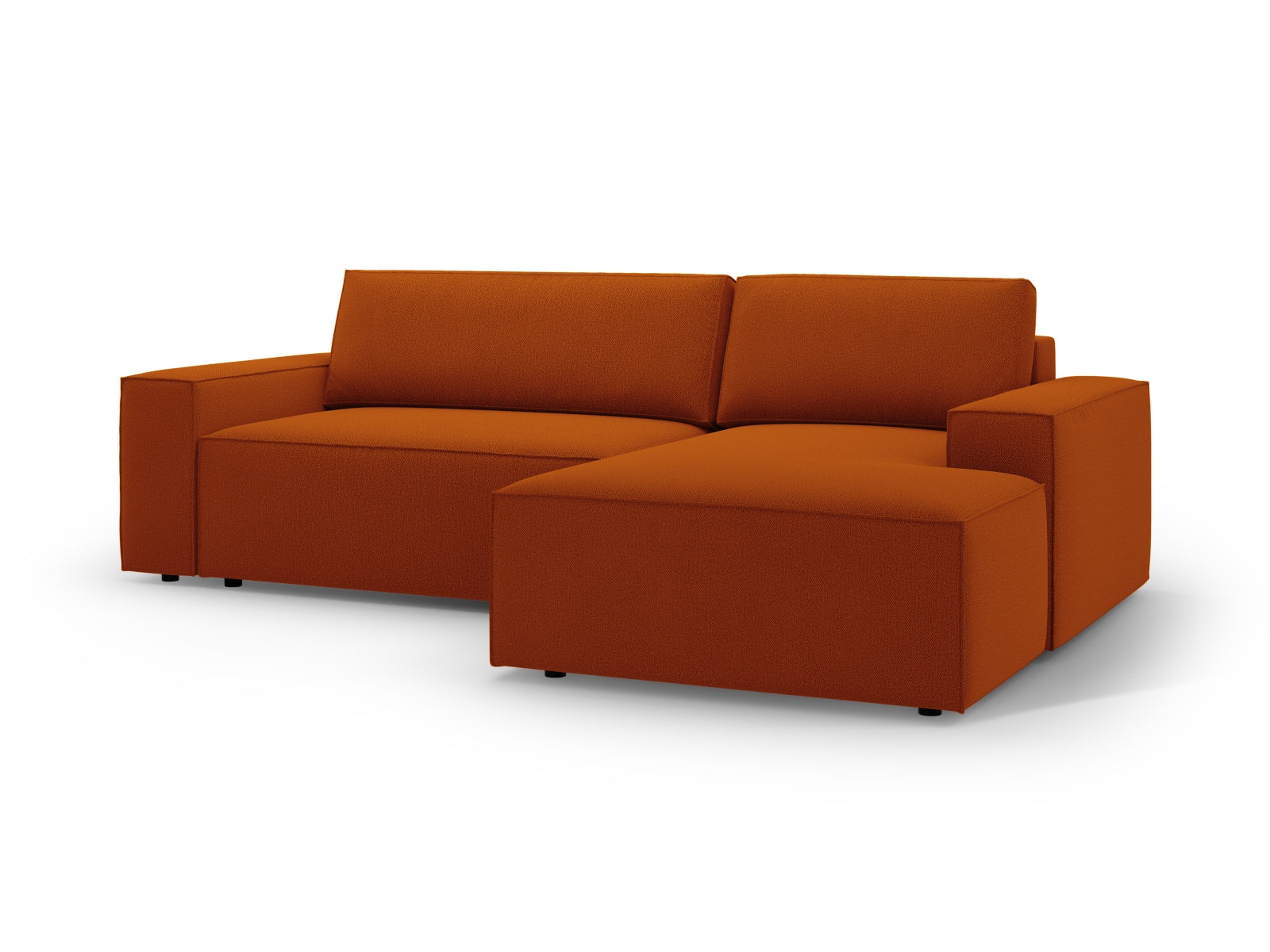 Elegantes Jodie Ecksofa in warmem Terracotta, perfekt für entspannte Stunden und als praktisches Schlafsofa mit zusätzlichem Stauraum.